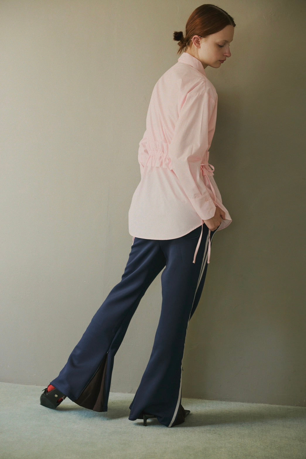 Drawstring frill waist shirt (pink)