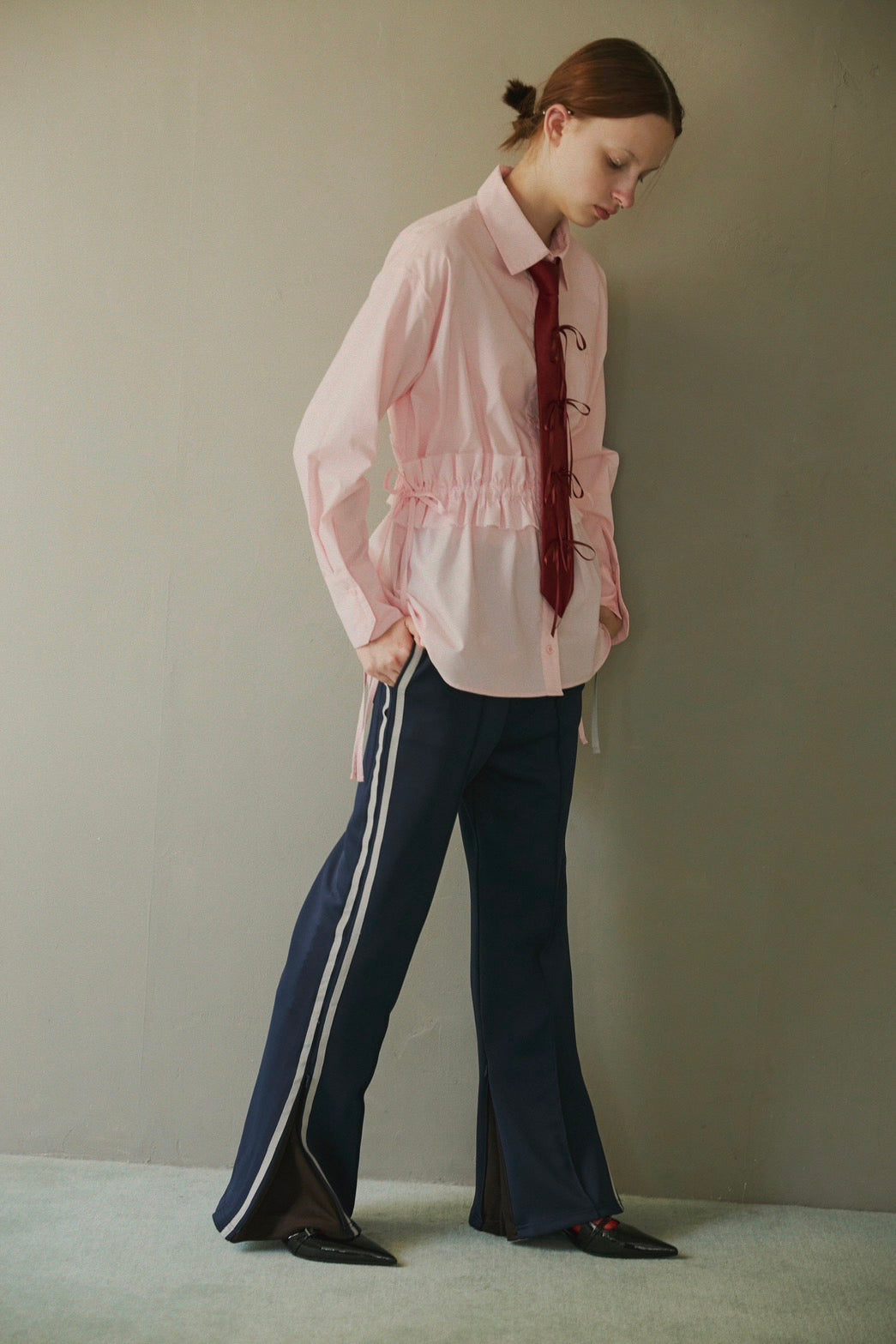Drawstring frill waist shirt (pink)