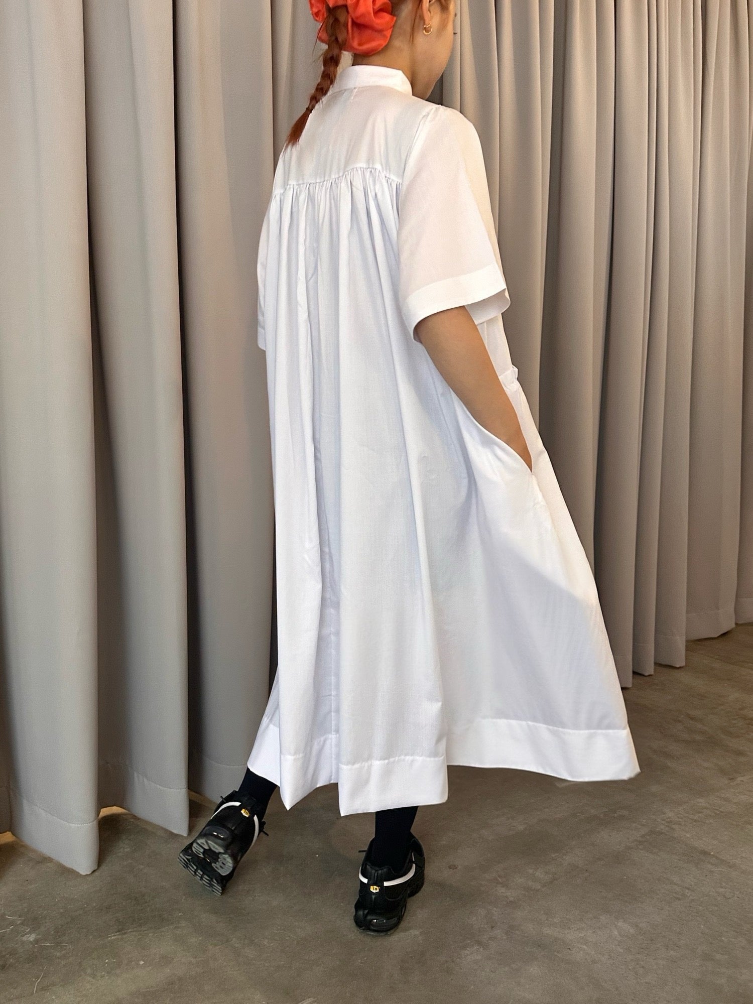Tiered shirt dress (white)