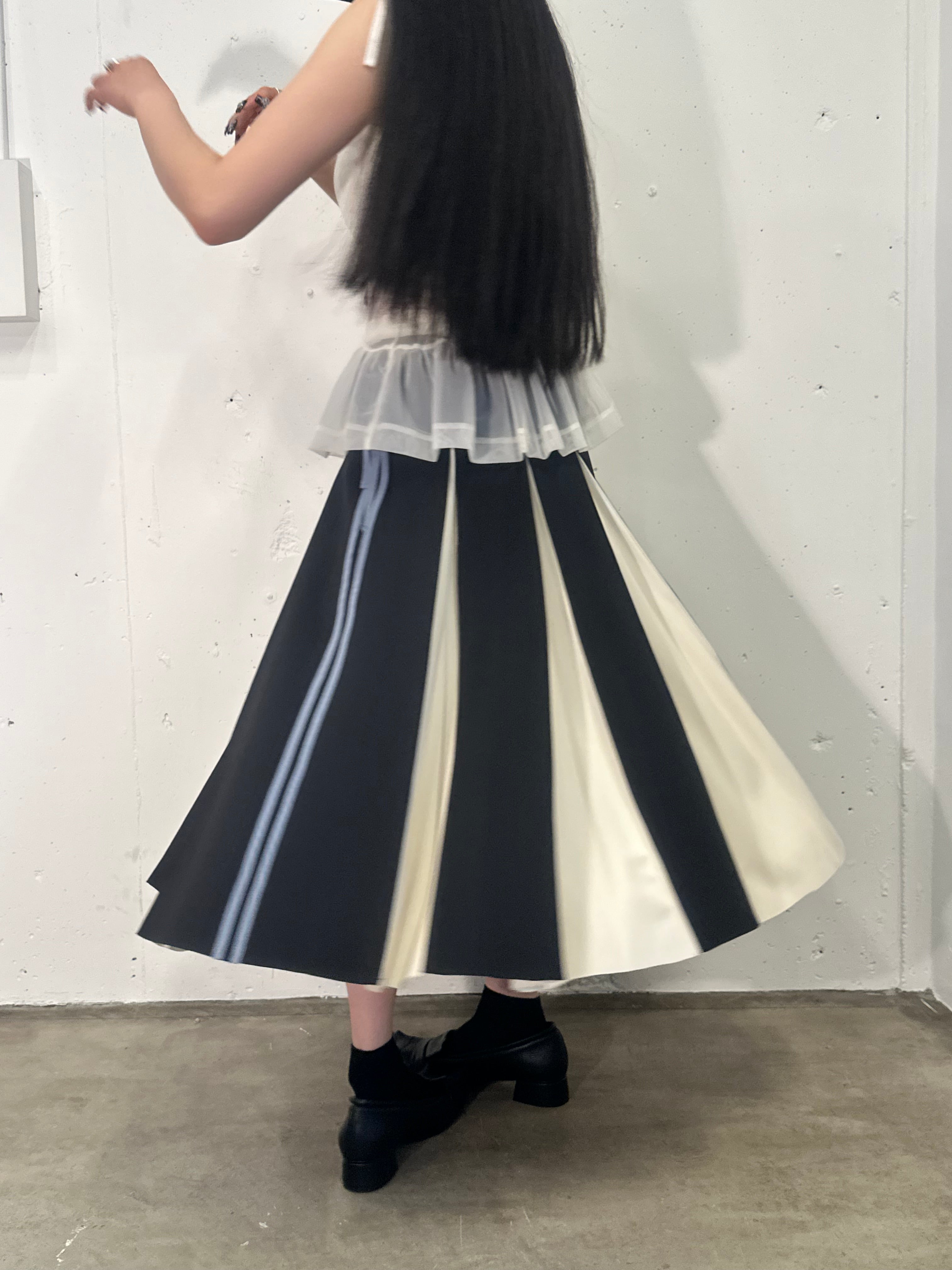 Layered waist jersey skirt (black)