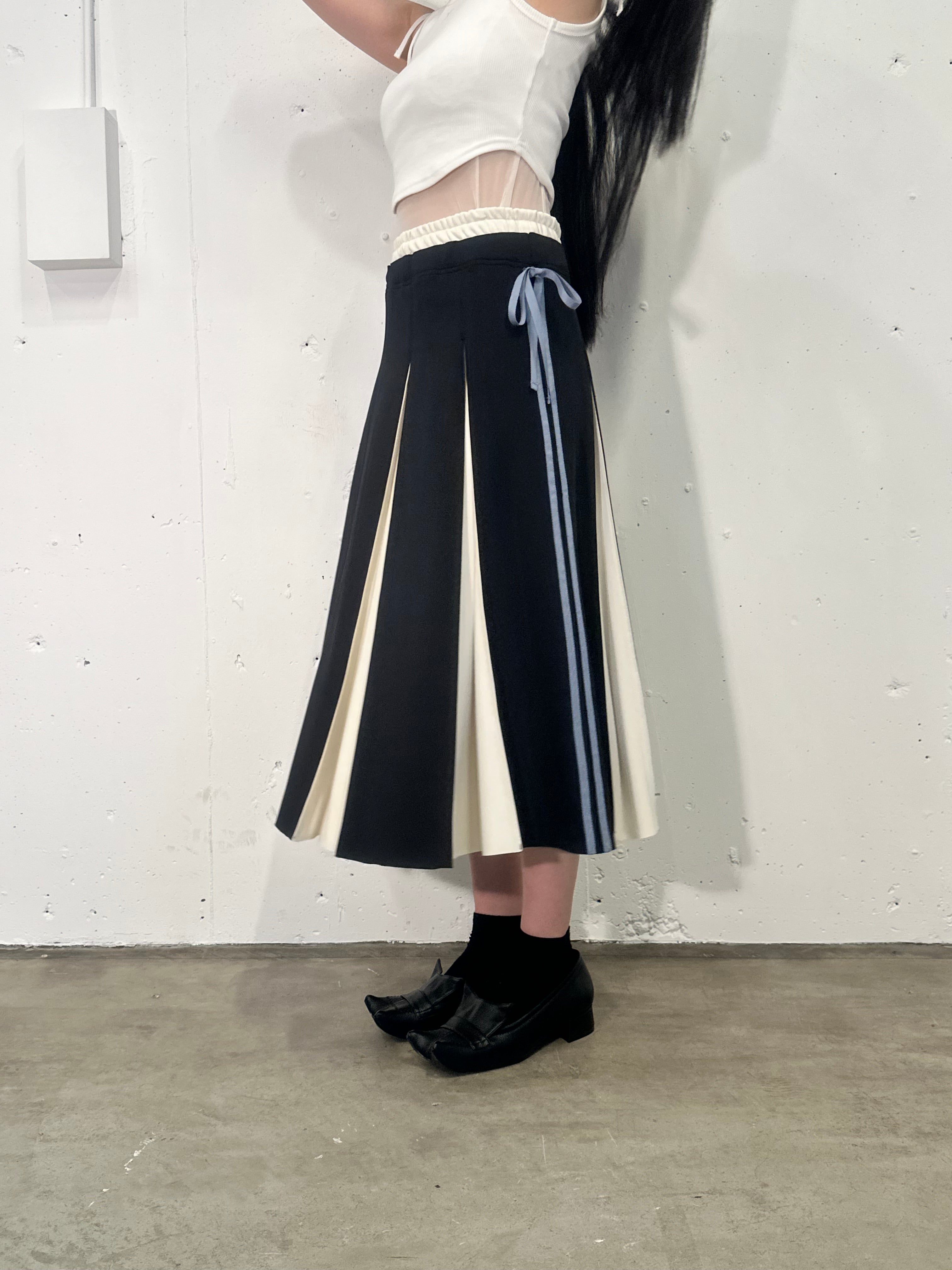 Layered waist jersey skirt (black)