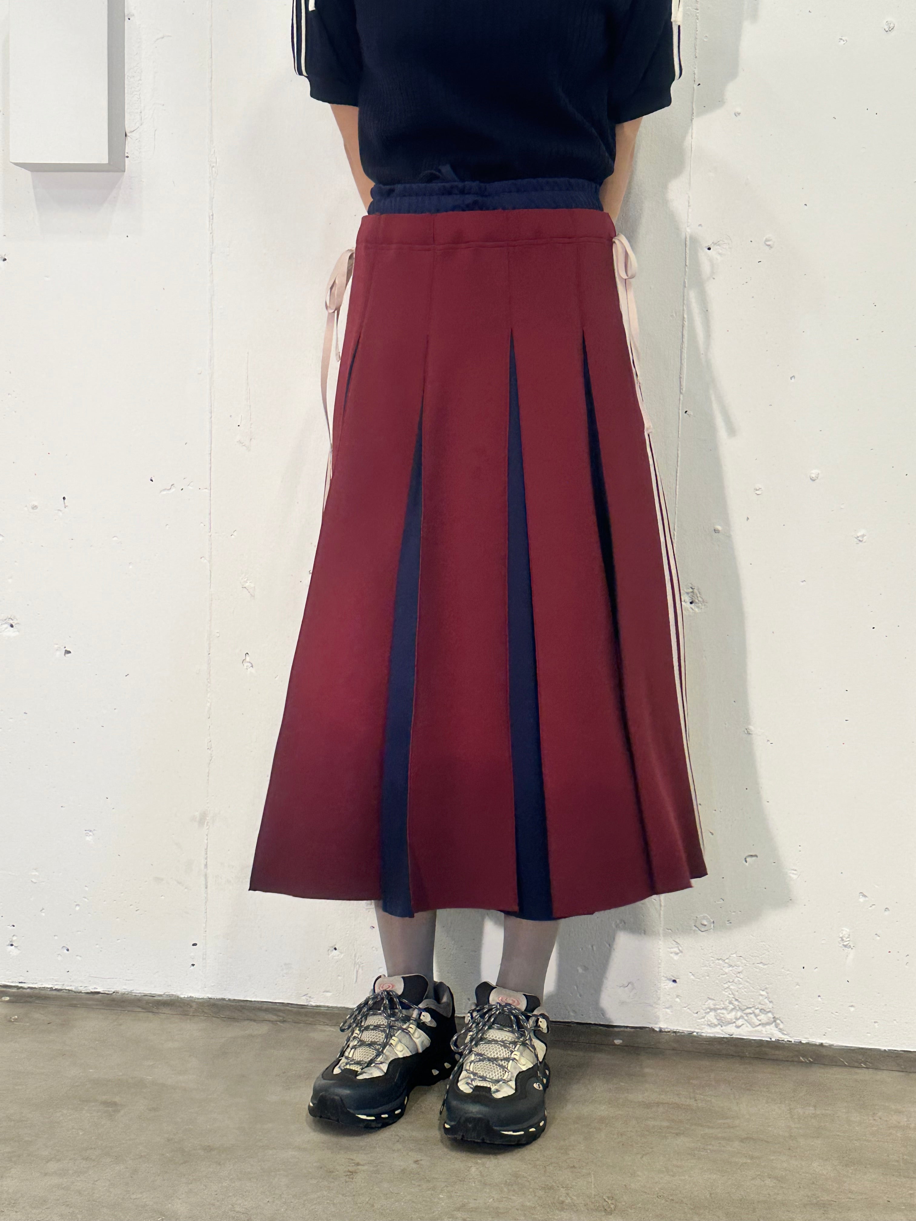 Layered waist jersey skirt (red)