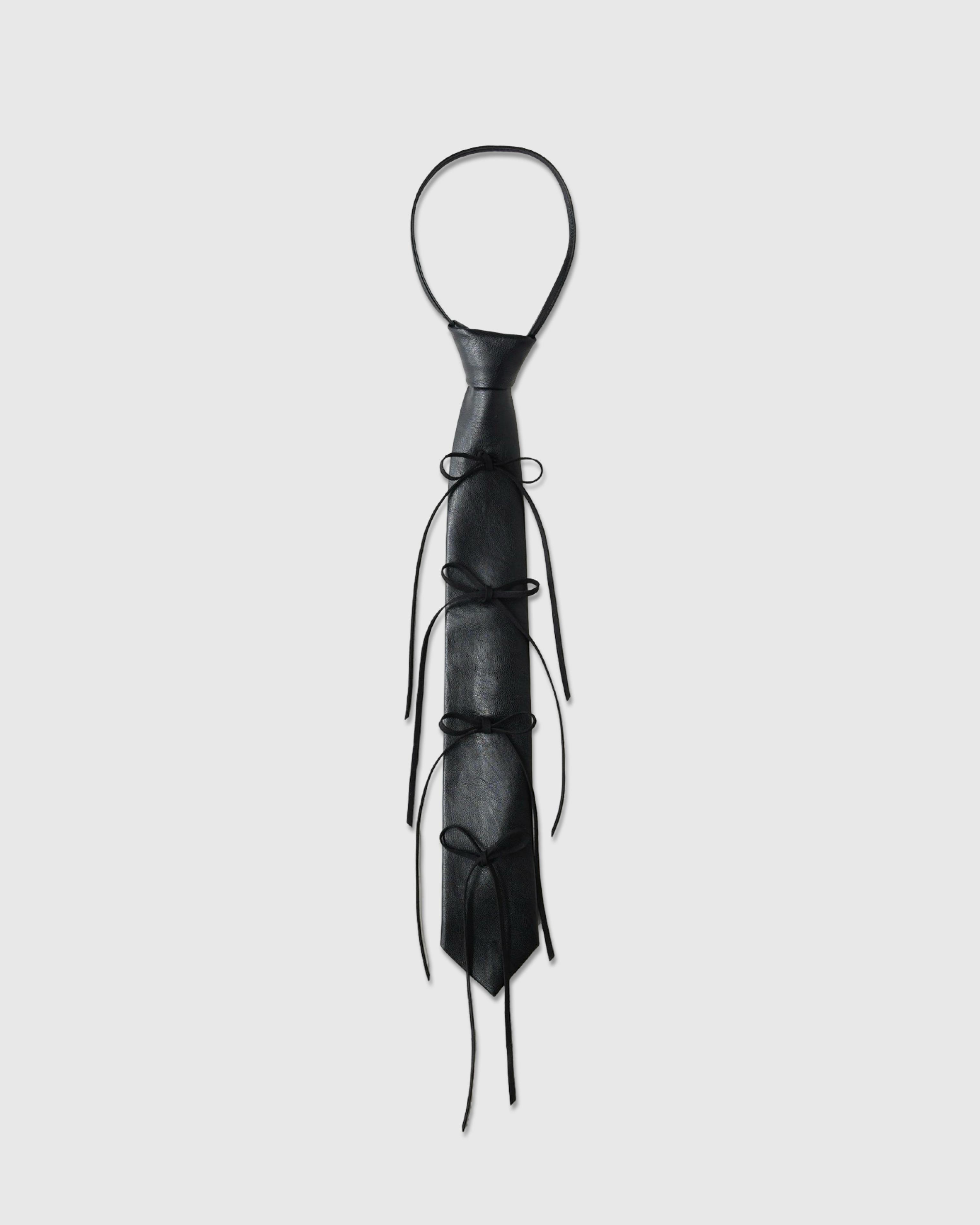 【 RONE PARC×renya 】 Leather ribbon rope tie (black)
