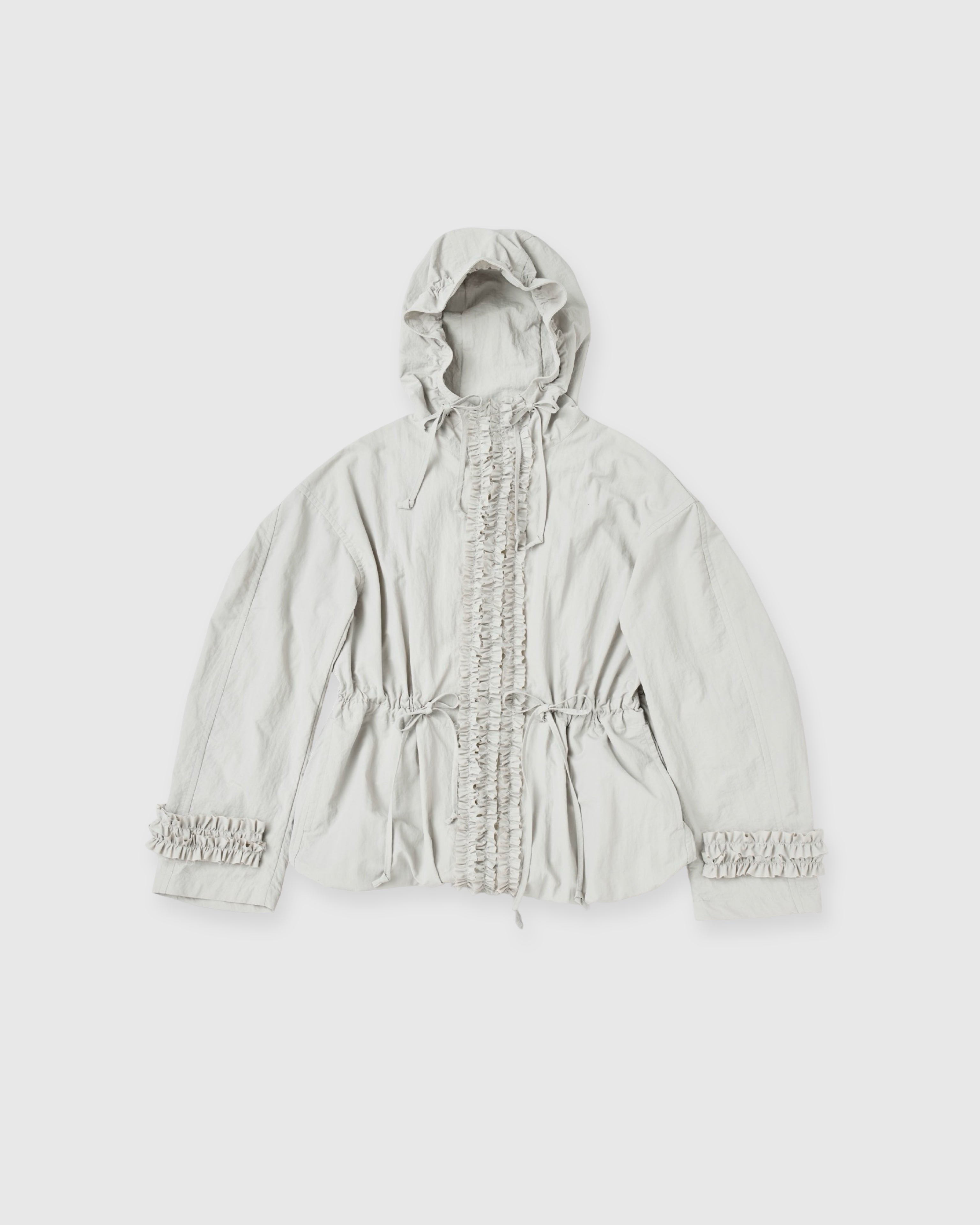 Frill nylon blouson (white gray)