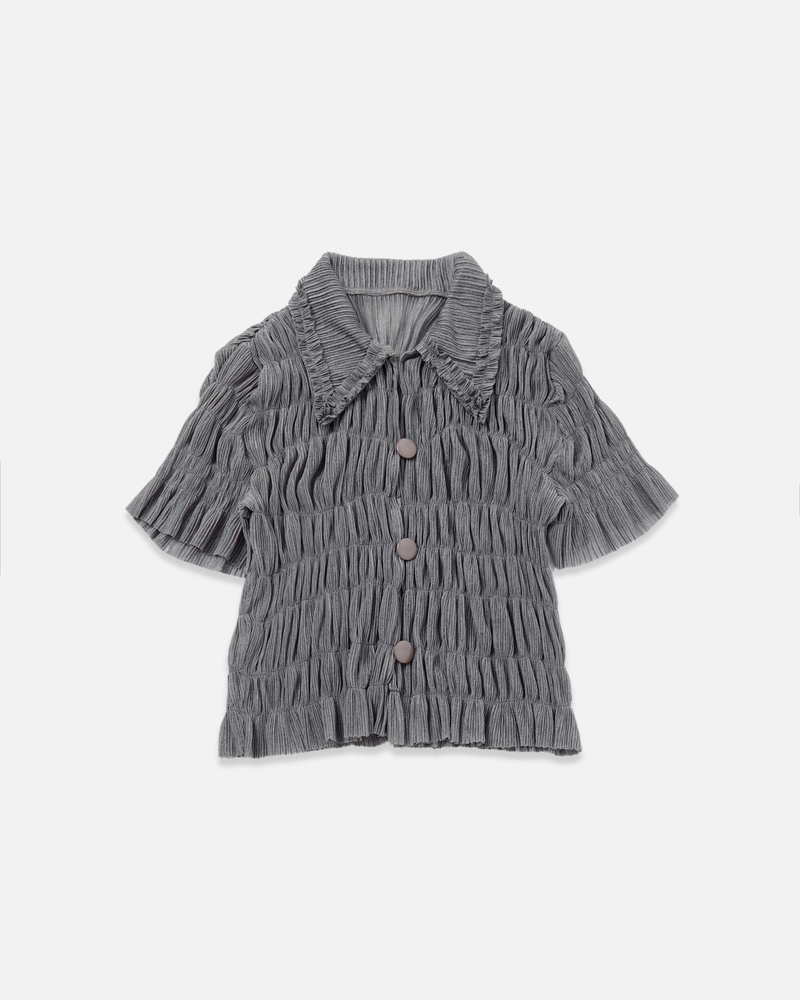 Shirring sheer shirt (gray)