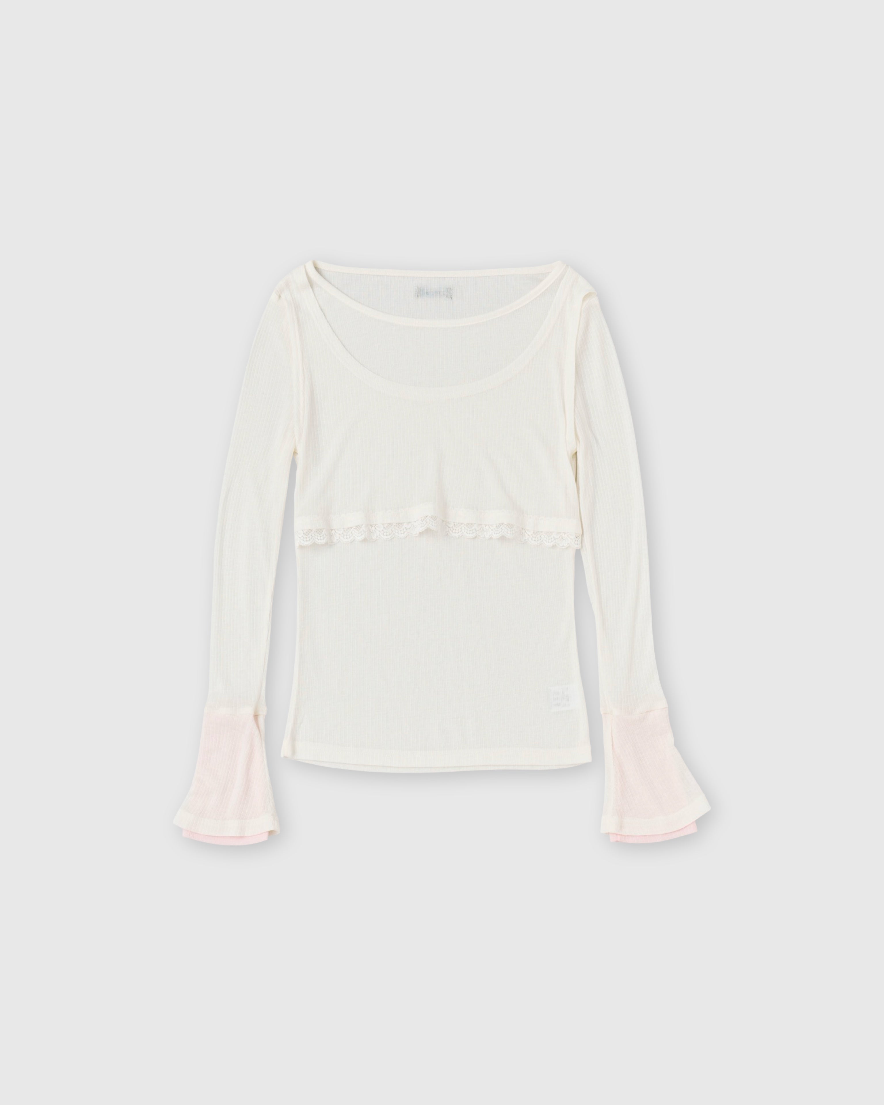 Rib sheer tops (offwhite)