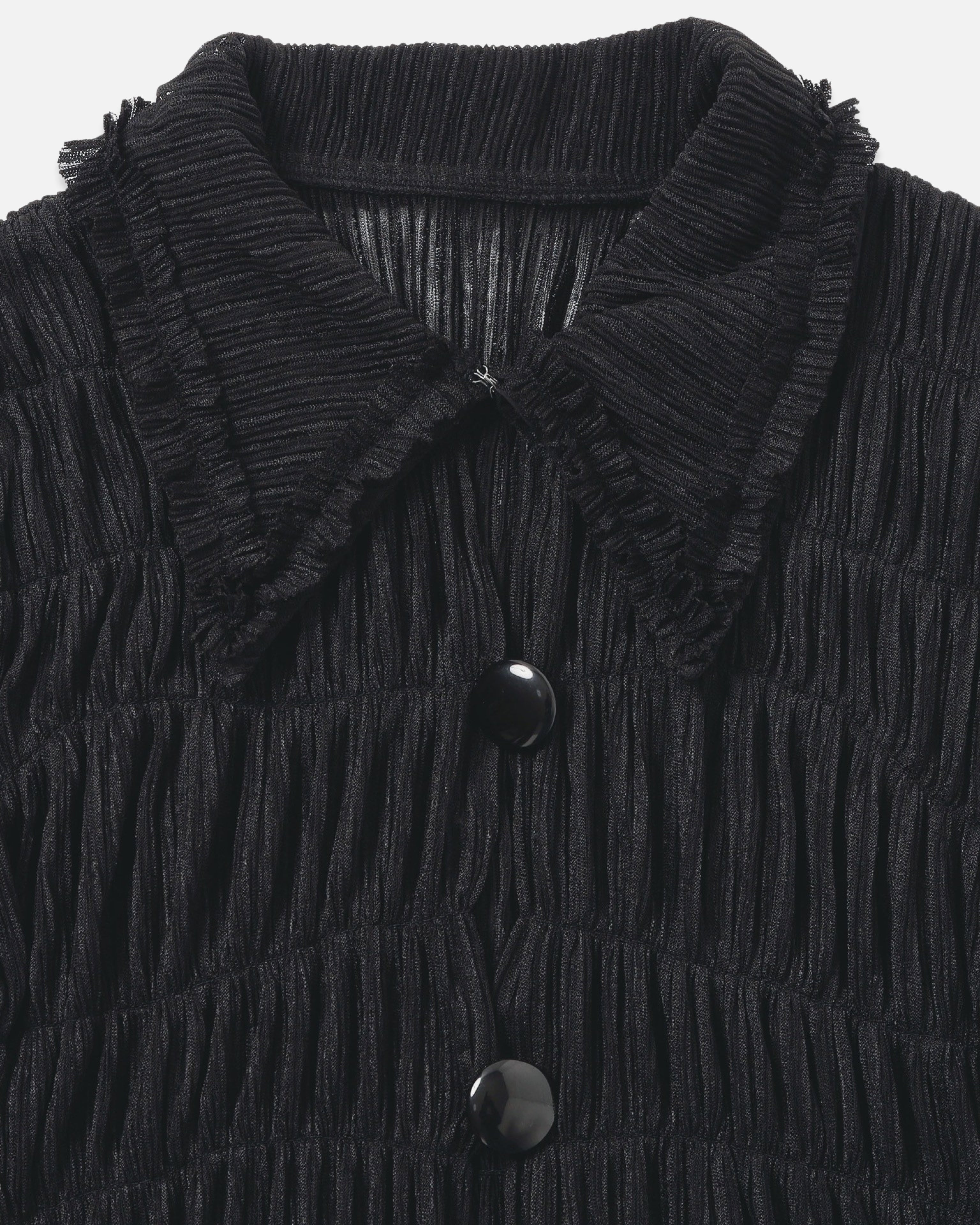 Shirring sheer shirt (black)