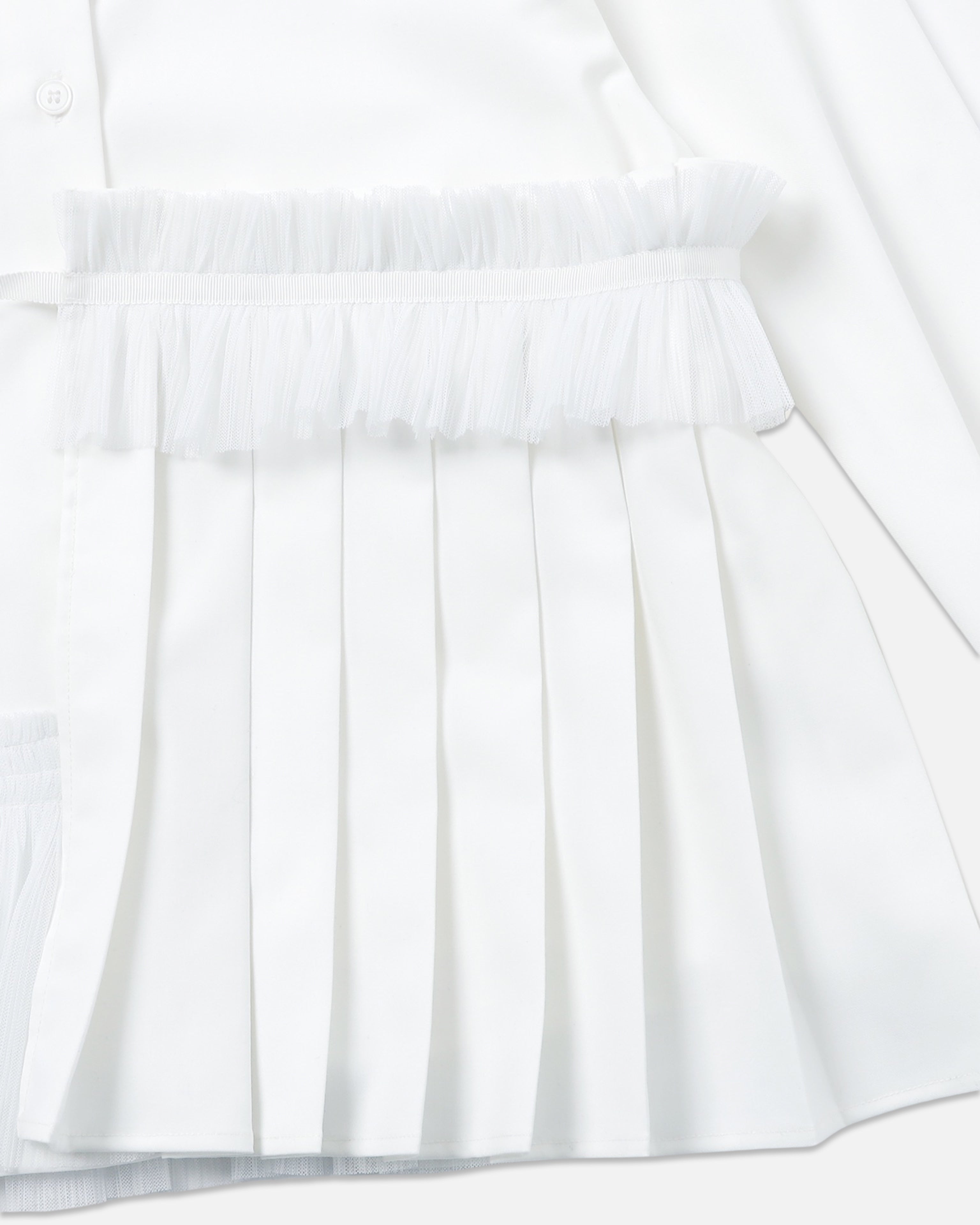 Asymmetry pleats shirt (white)