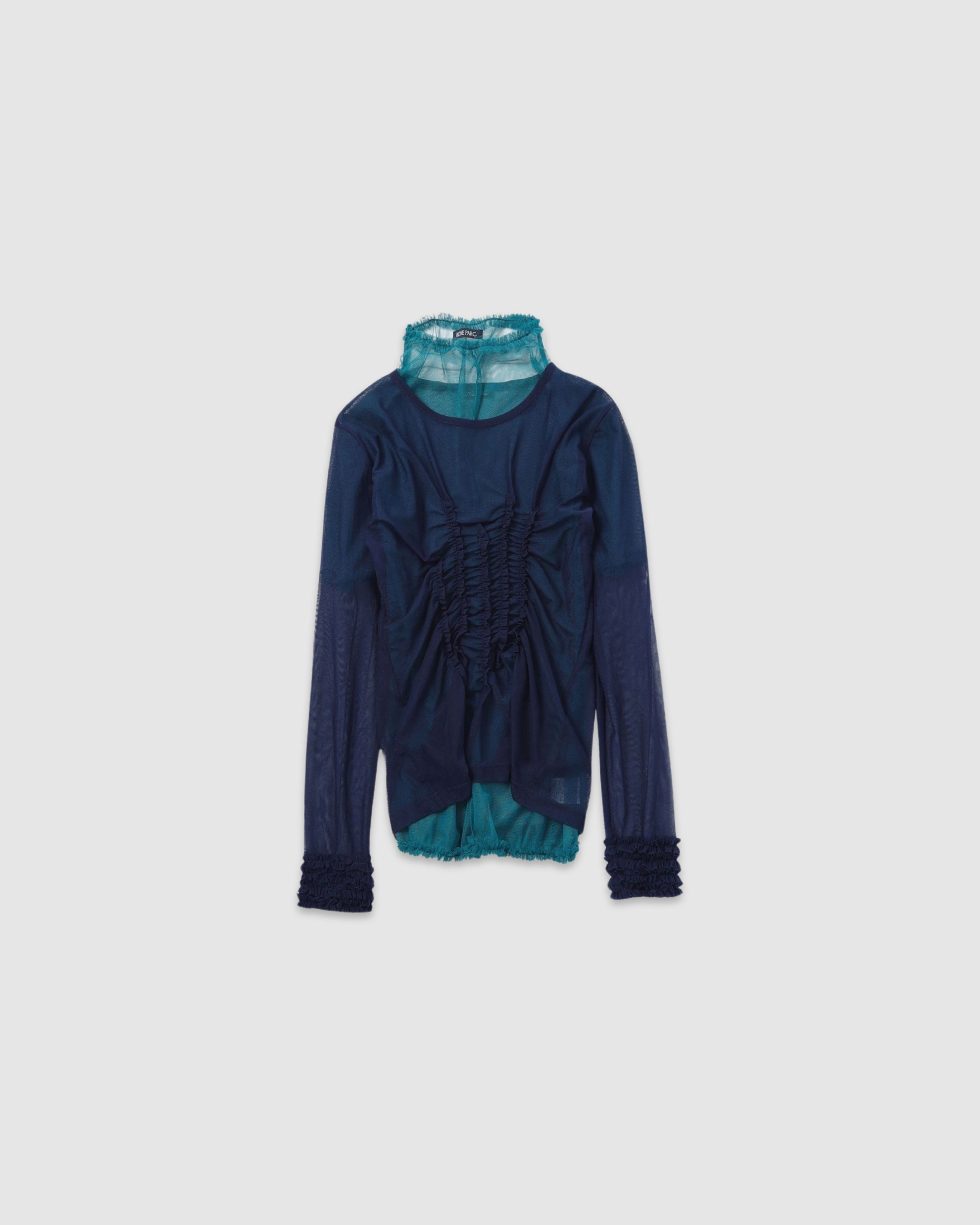 4way layered sheer top (blue×turquoise)