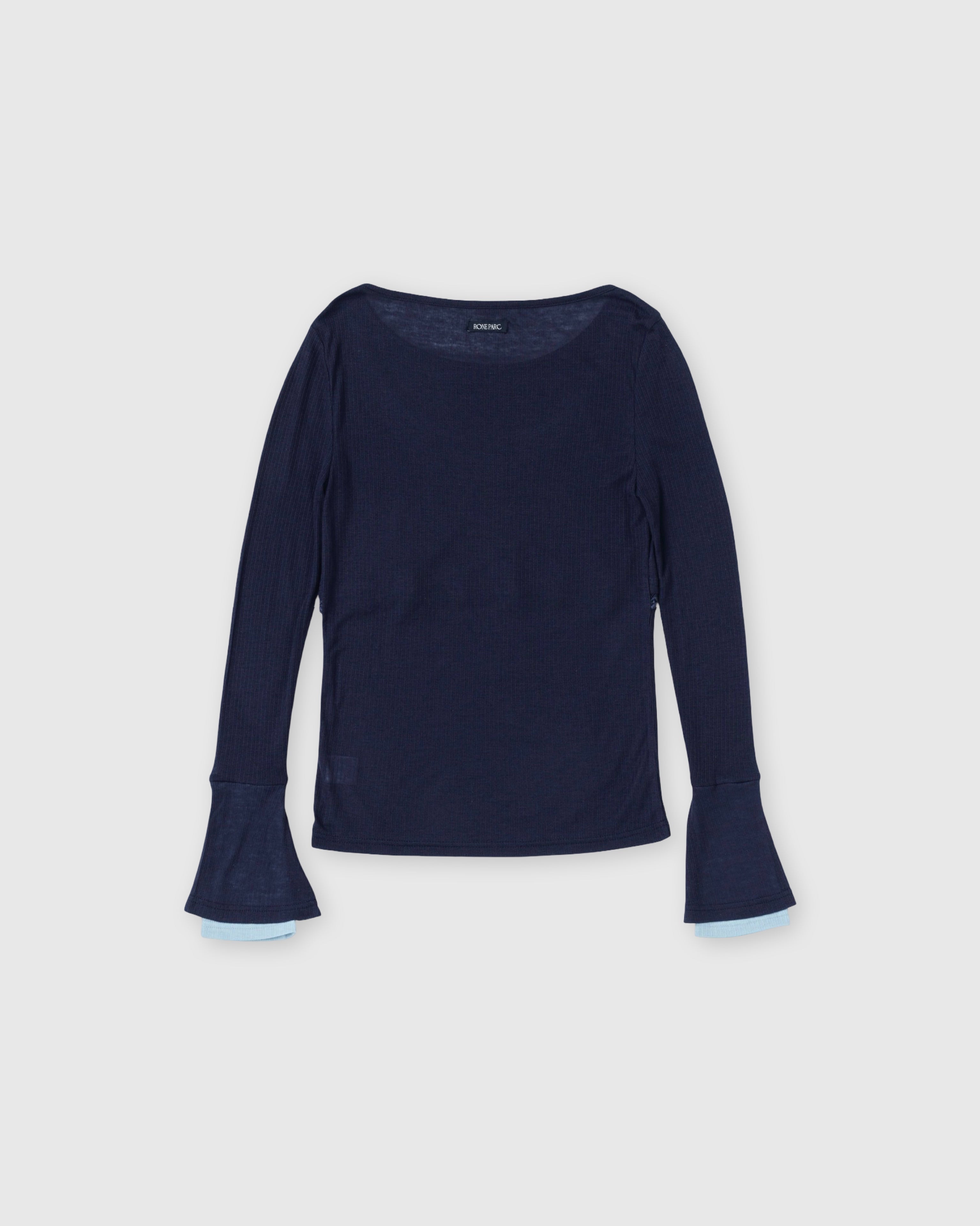 Rib sheer tops (navy)