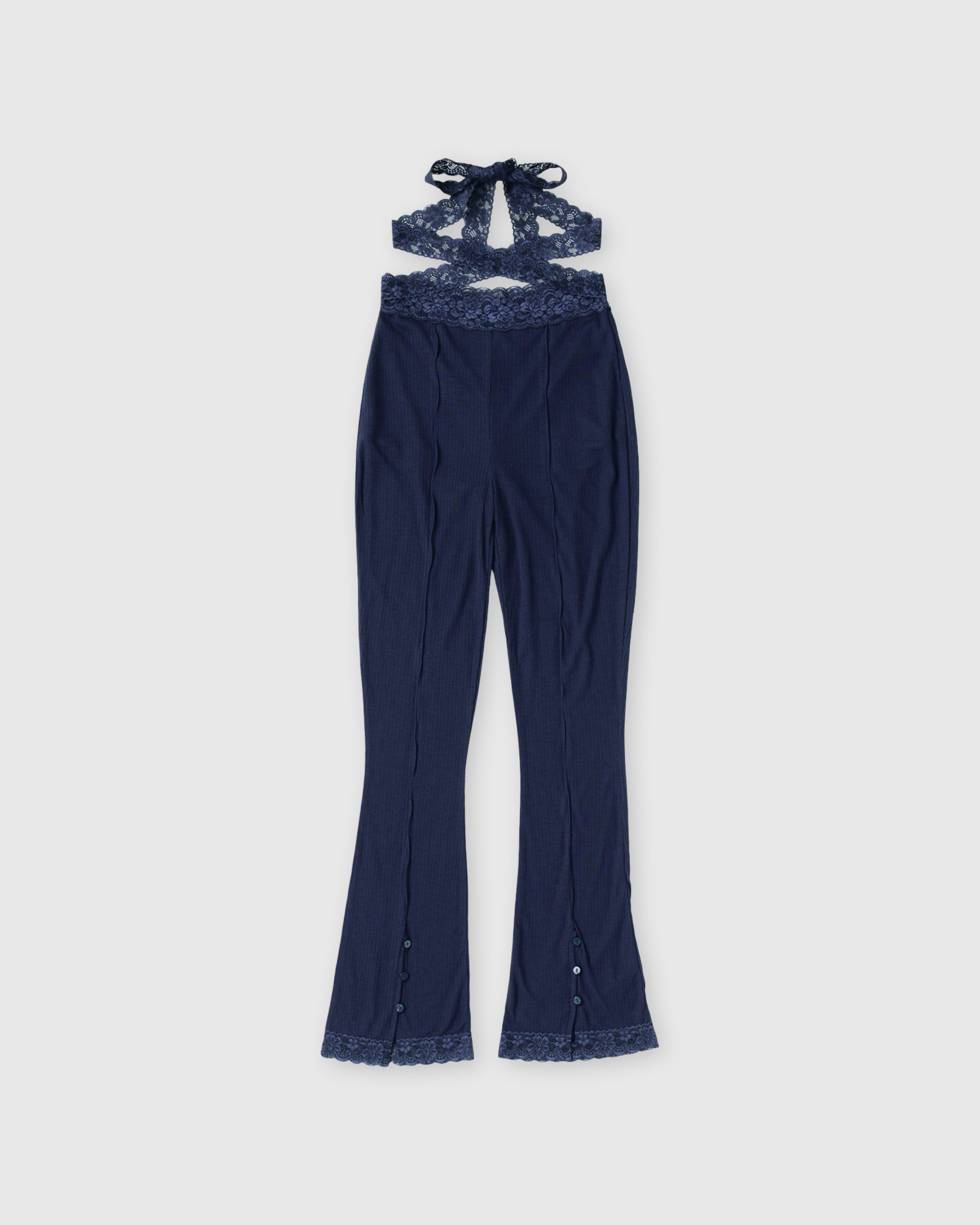 Rib sheer pants (navy)