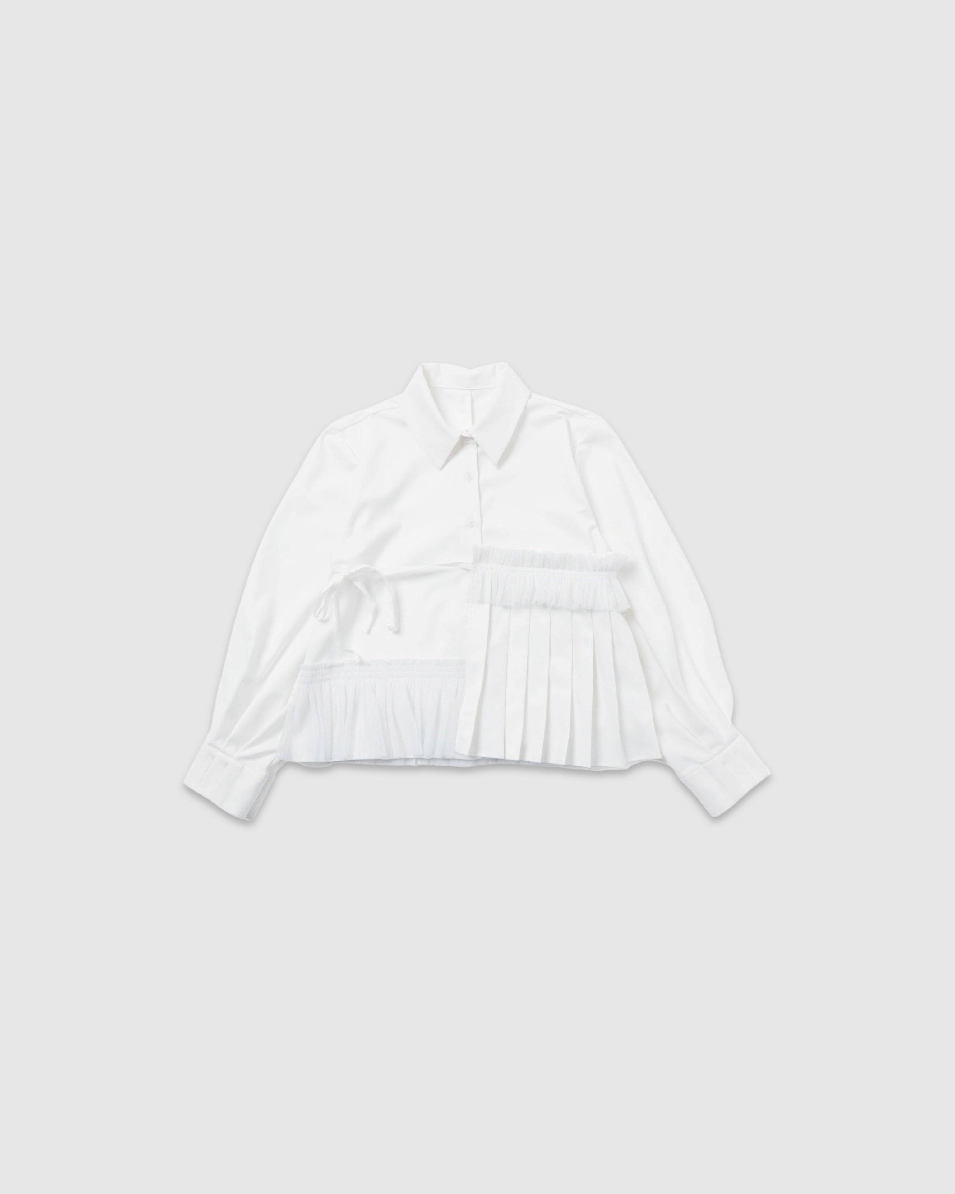 Asymmetry pleats shirt (white)