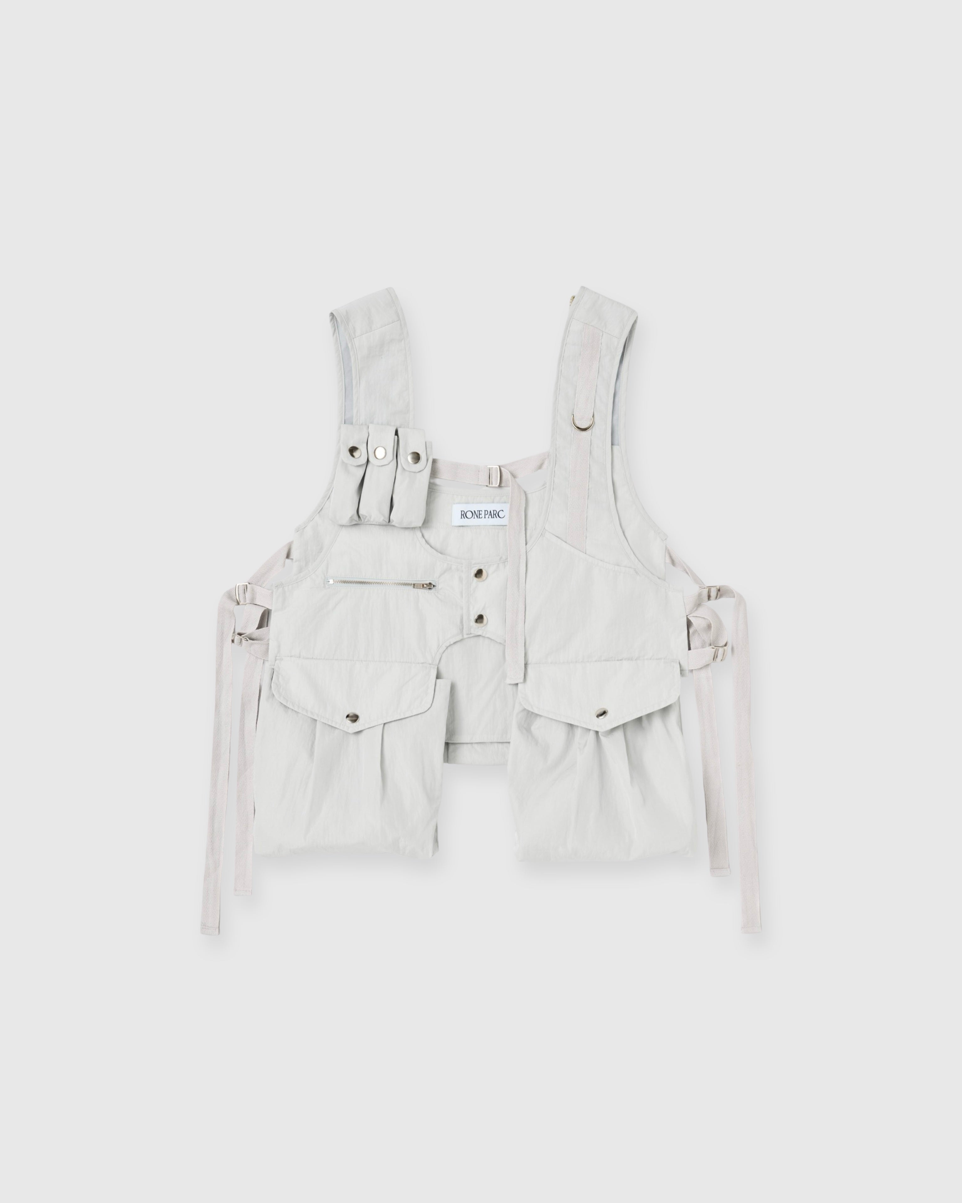 Utility multi pocket vest (white gray)