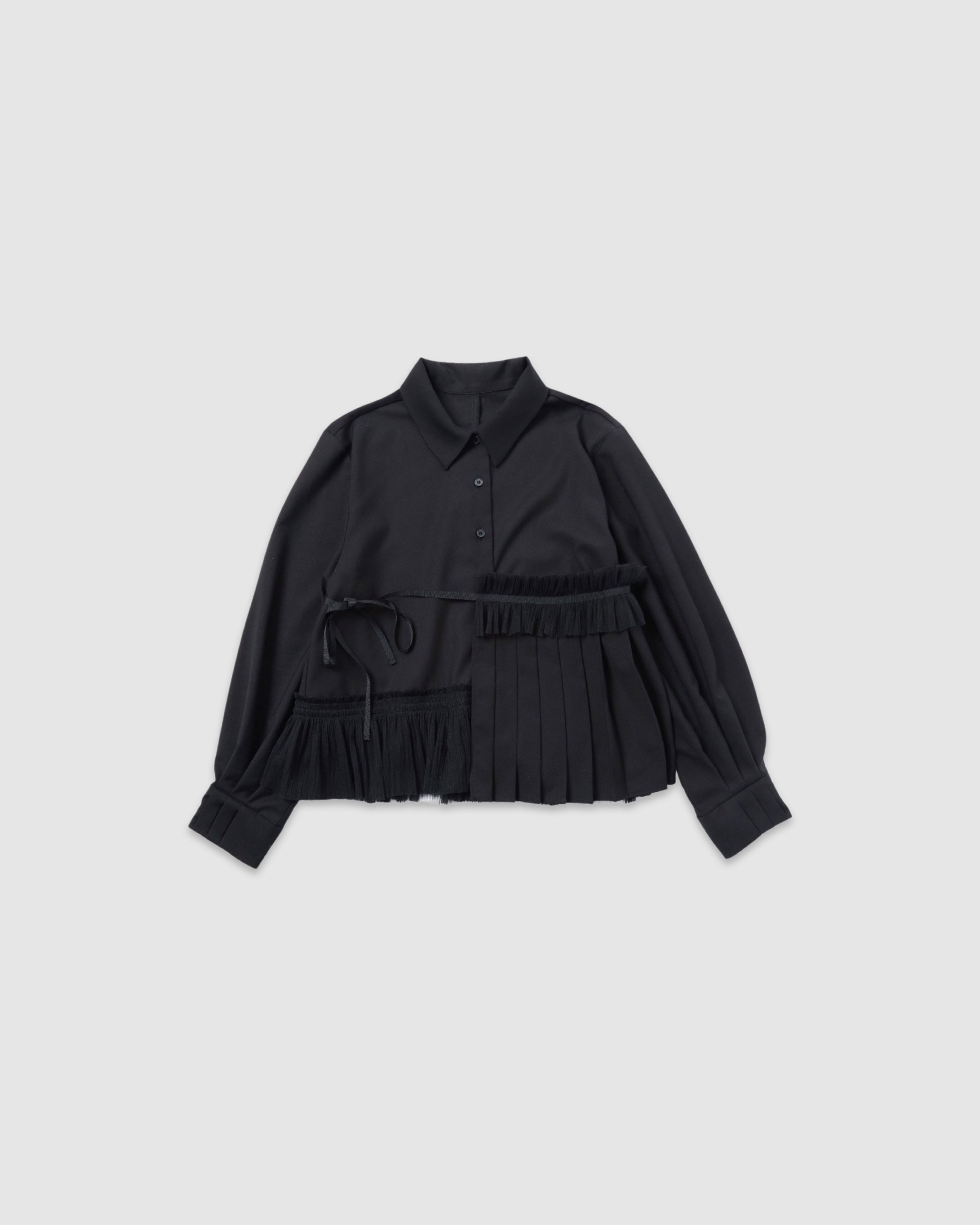 Asymmetry pleats shirt (black)