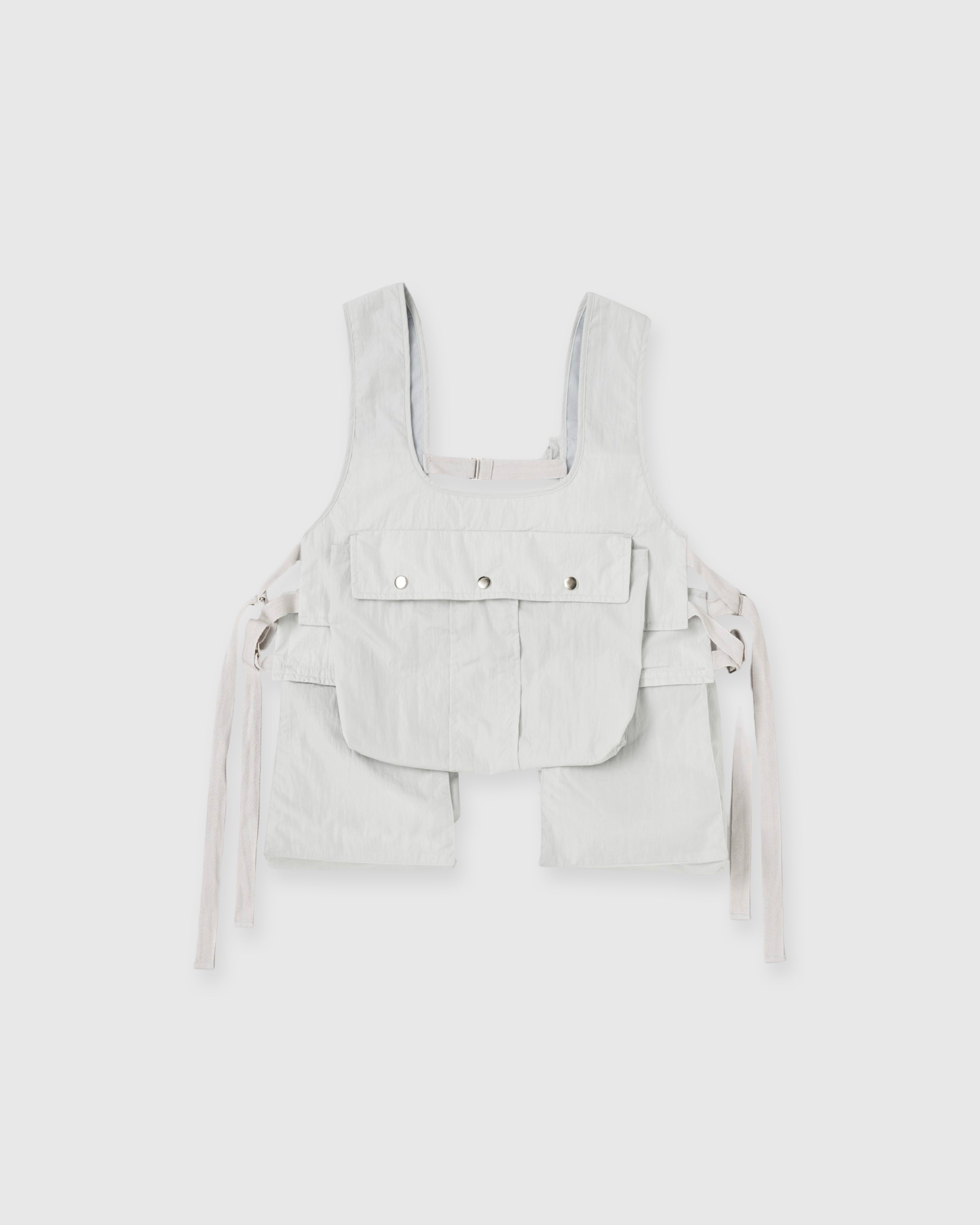 Utility multi pocket vest (white gray)