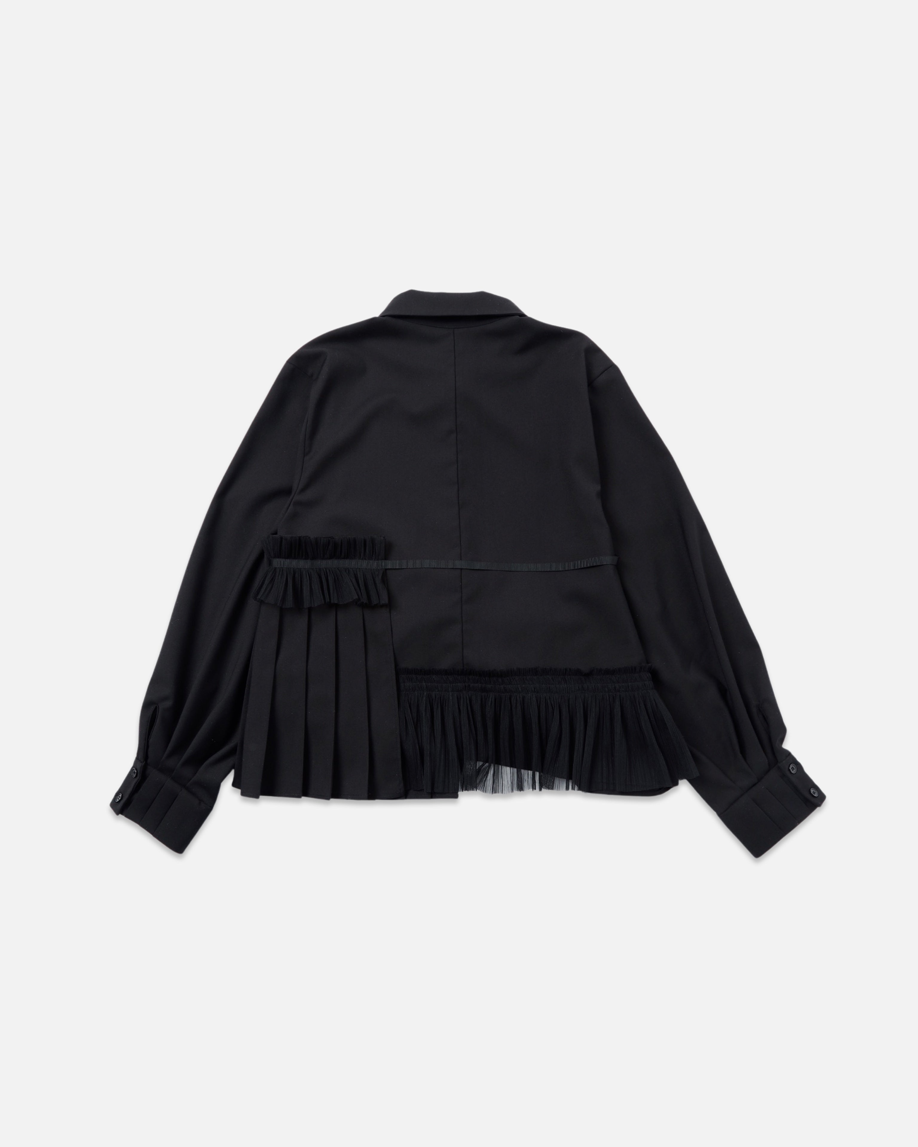 Asymmetry pleats shirt (black)
