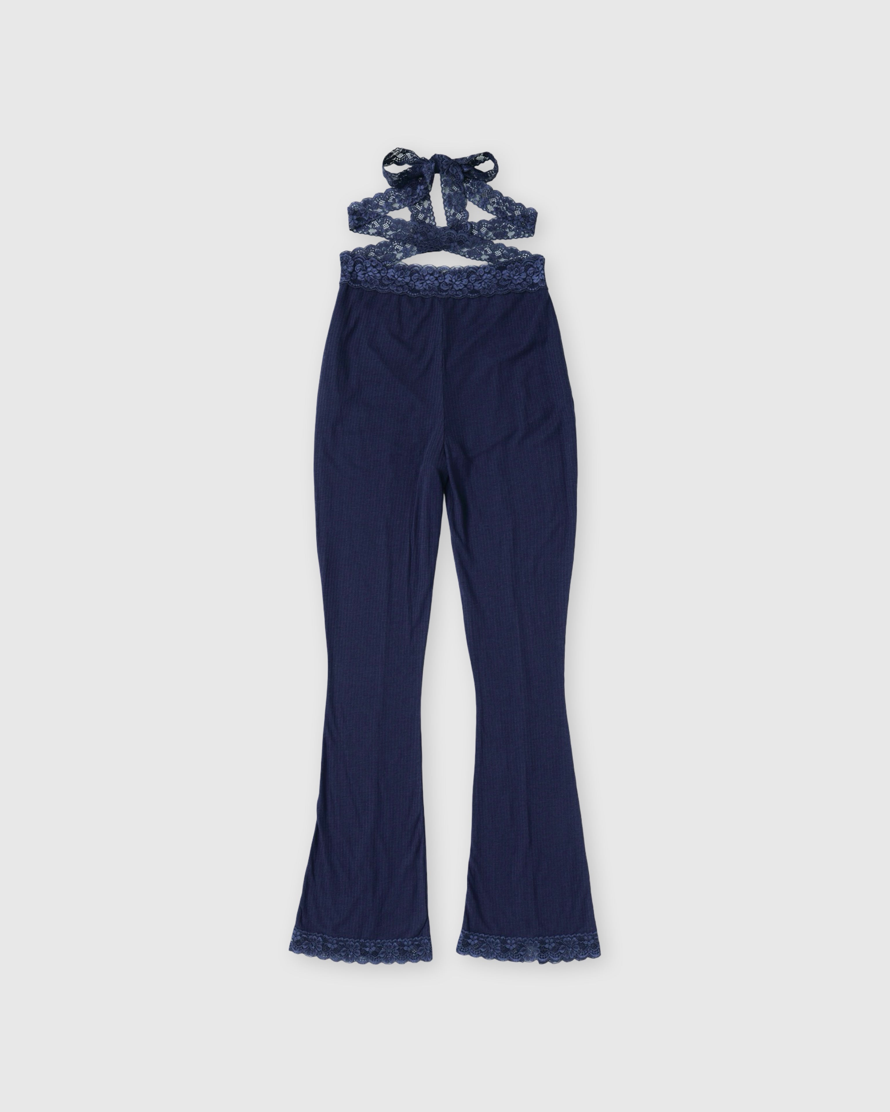 Rib sheer pants (navy)