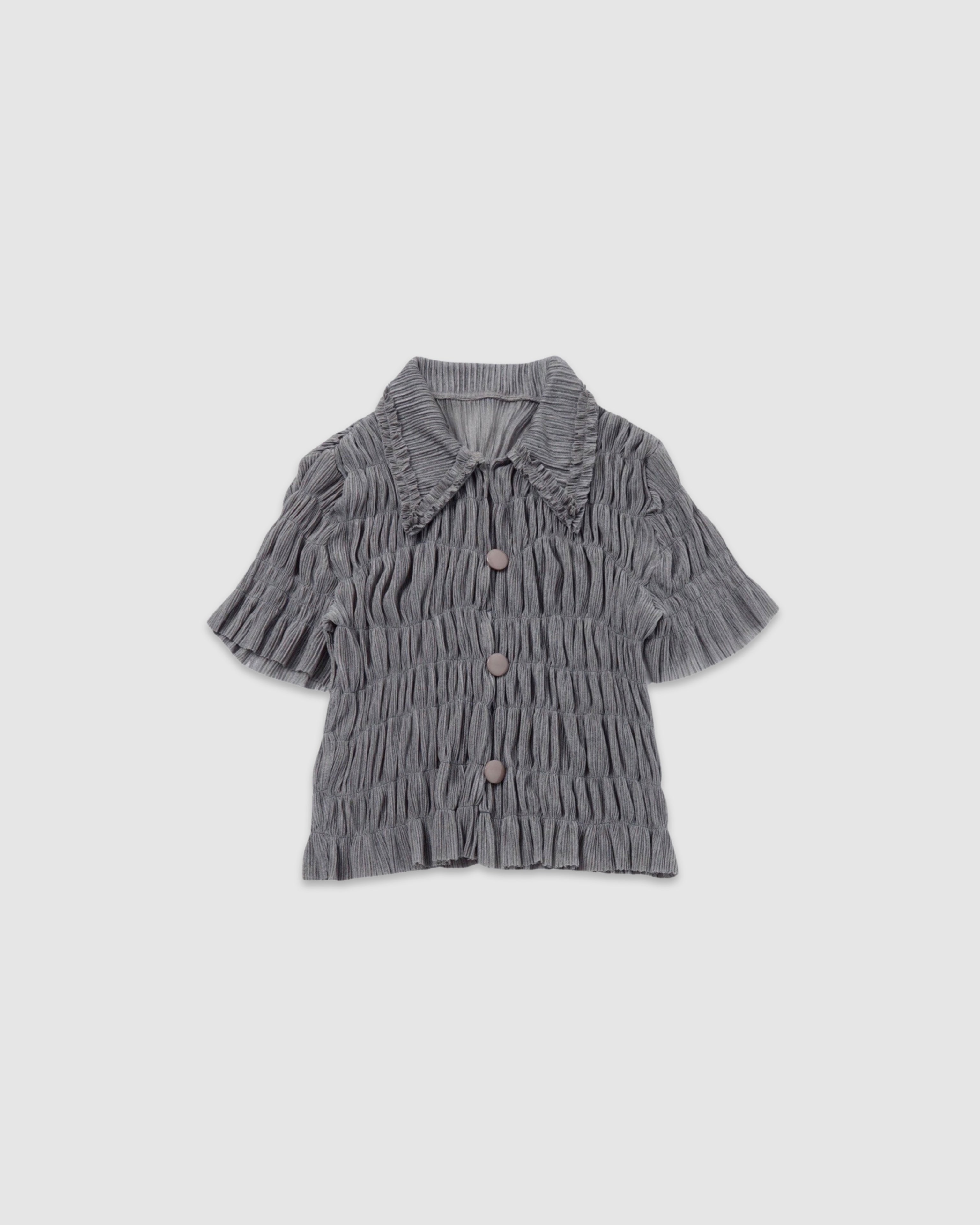Shirring sheer shirt (gray)