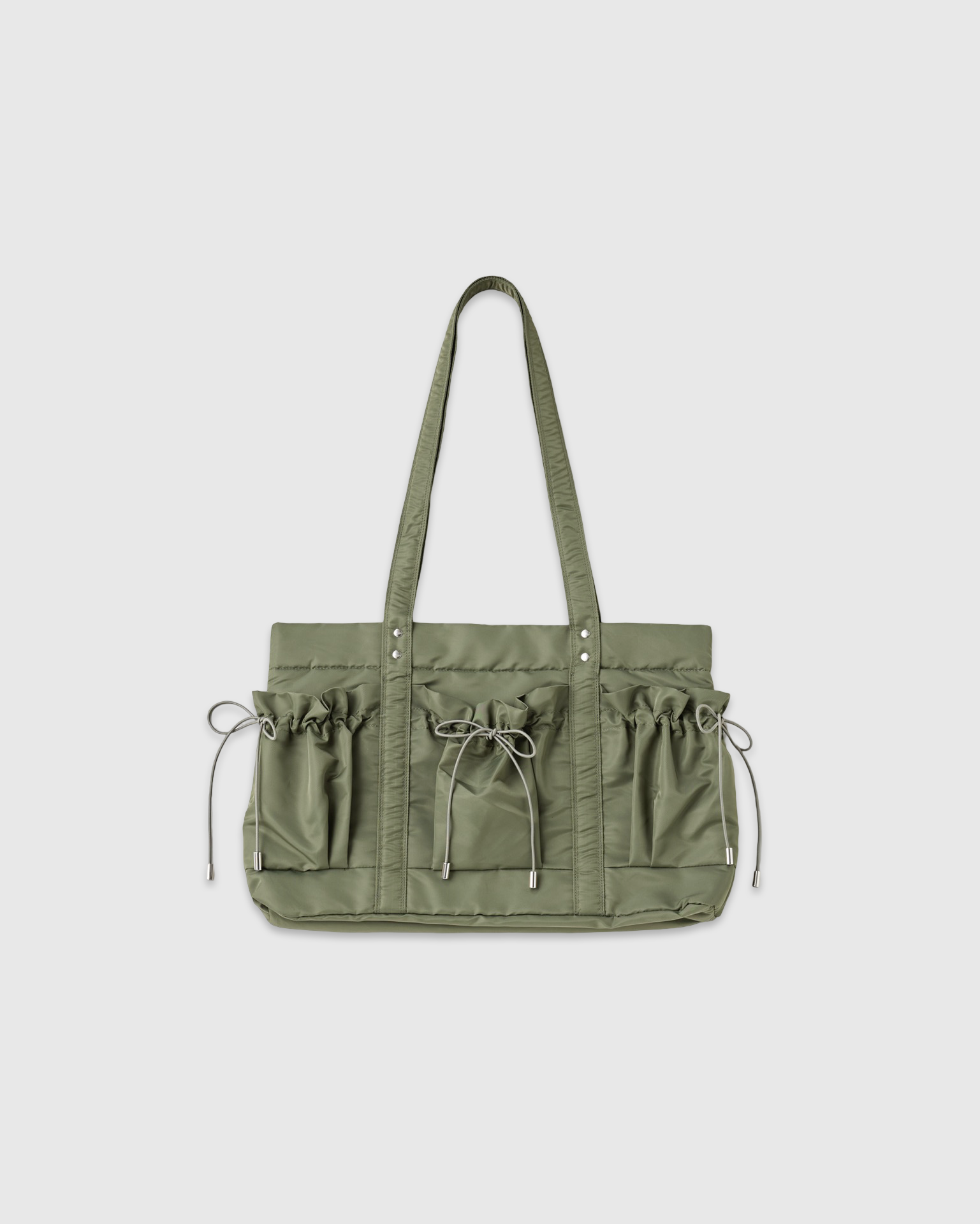 Drawstring pocket puffer bag (olive)