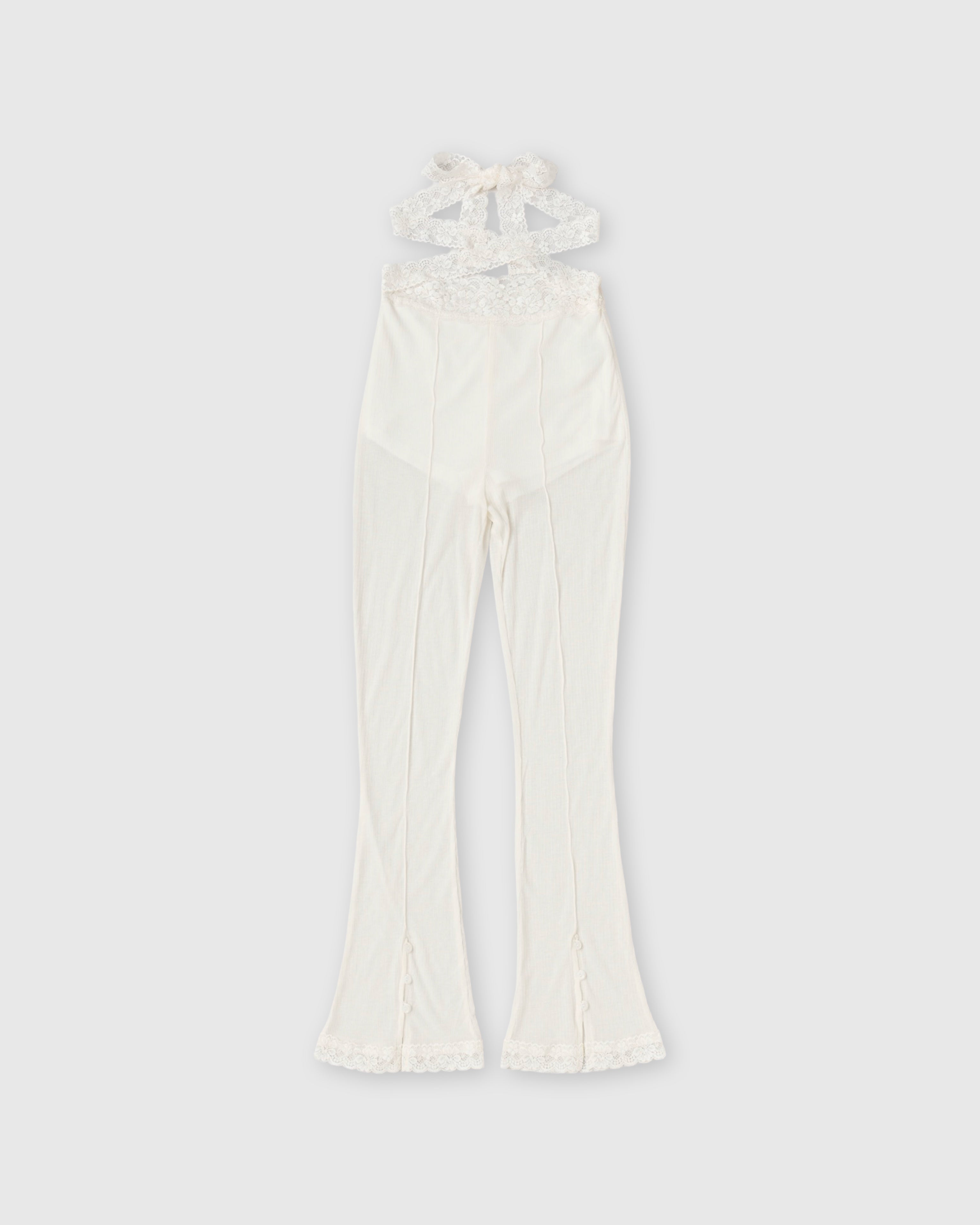 Rib sheer pants (off white)