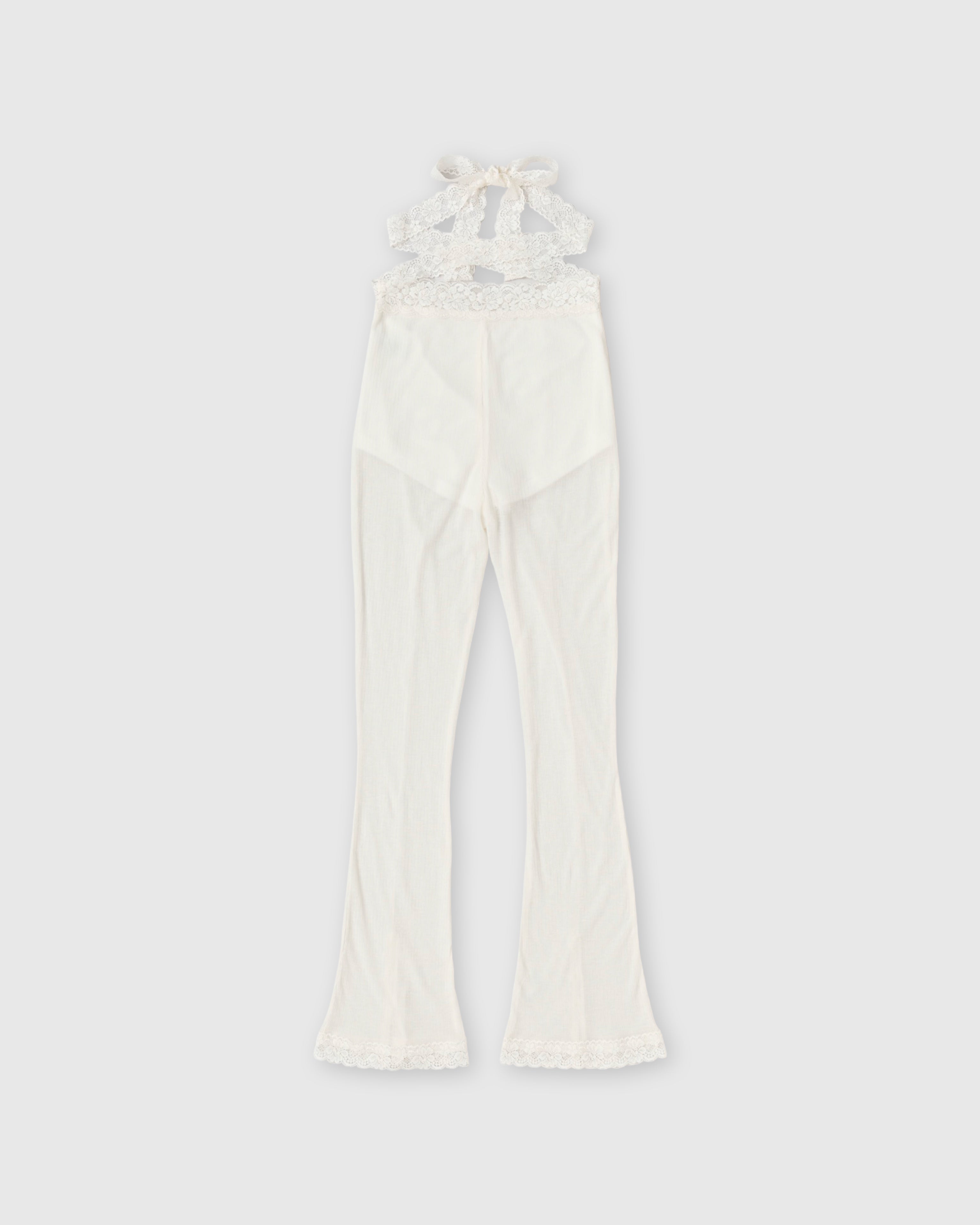 Rib sheer pants (off white)
