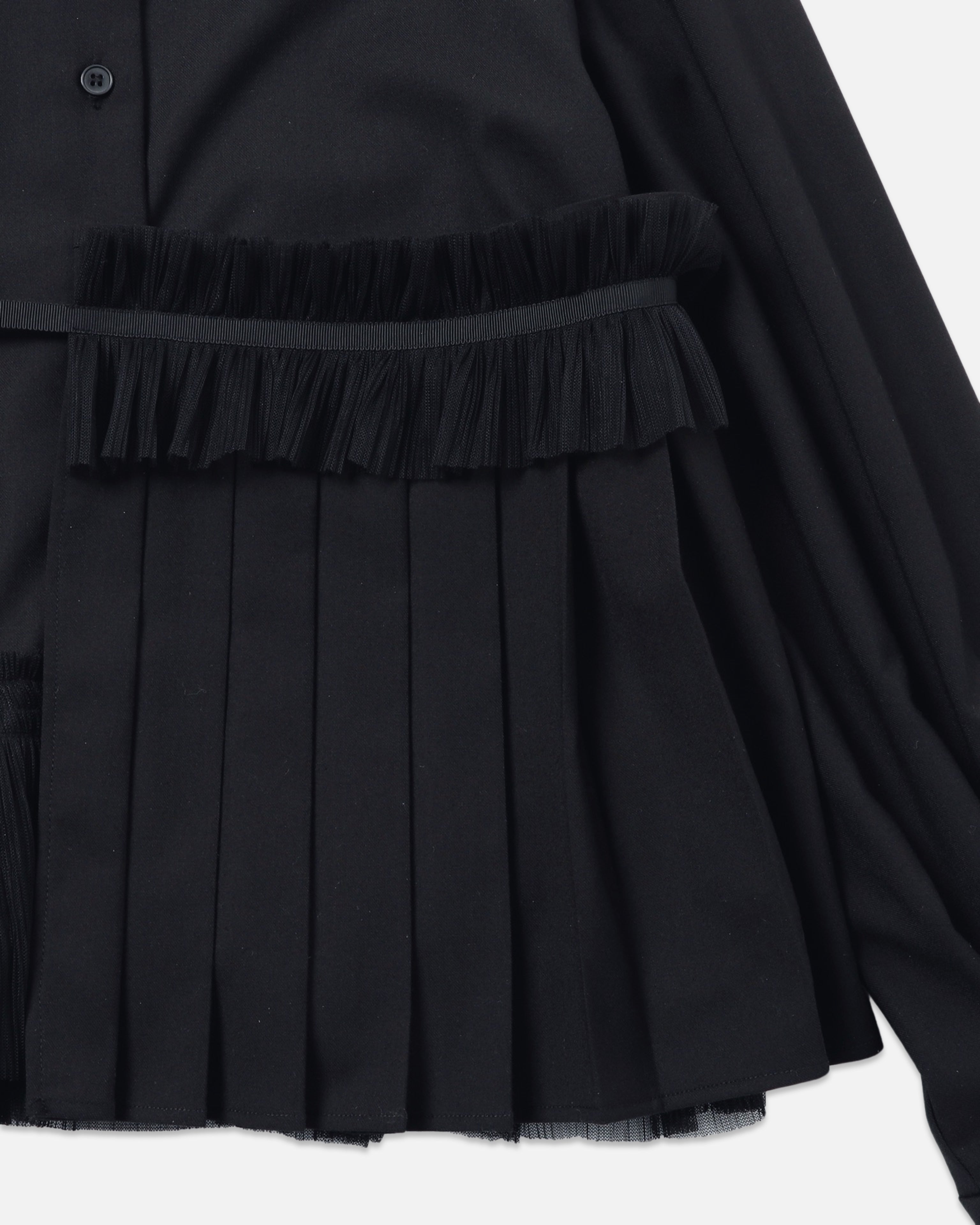 Asymmetry pleats shirt (black)