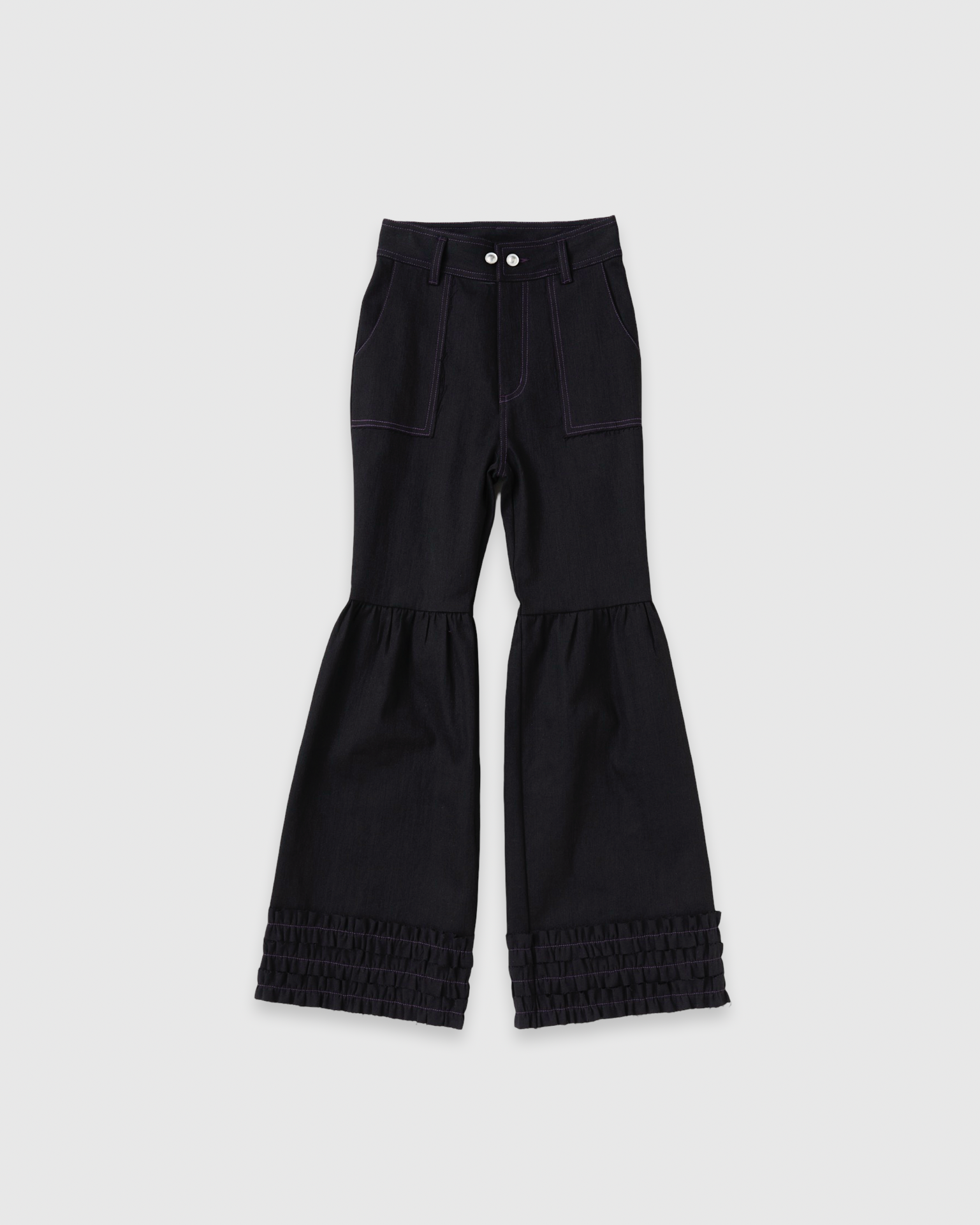 Hem frill skinny flare denim (black)