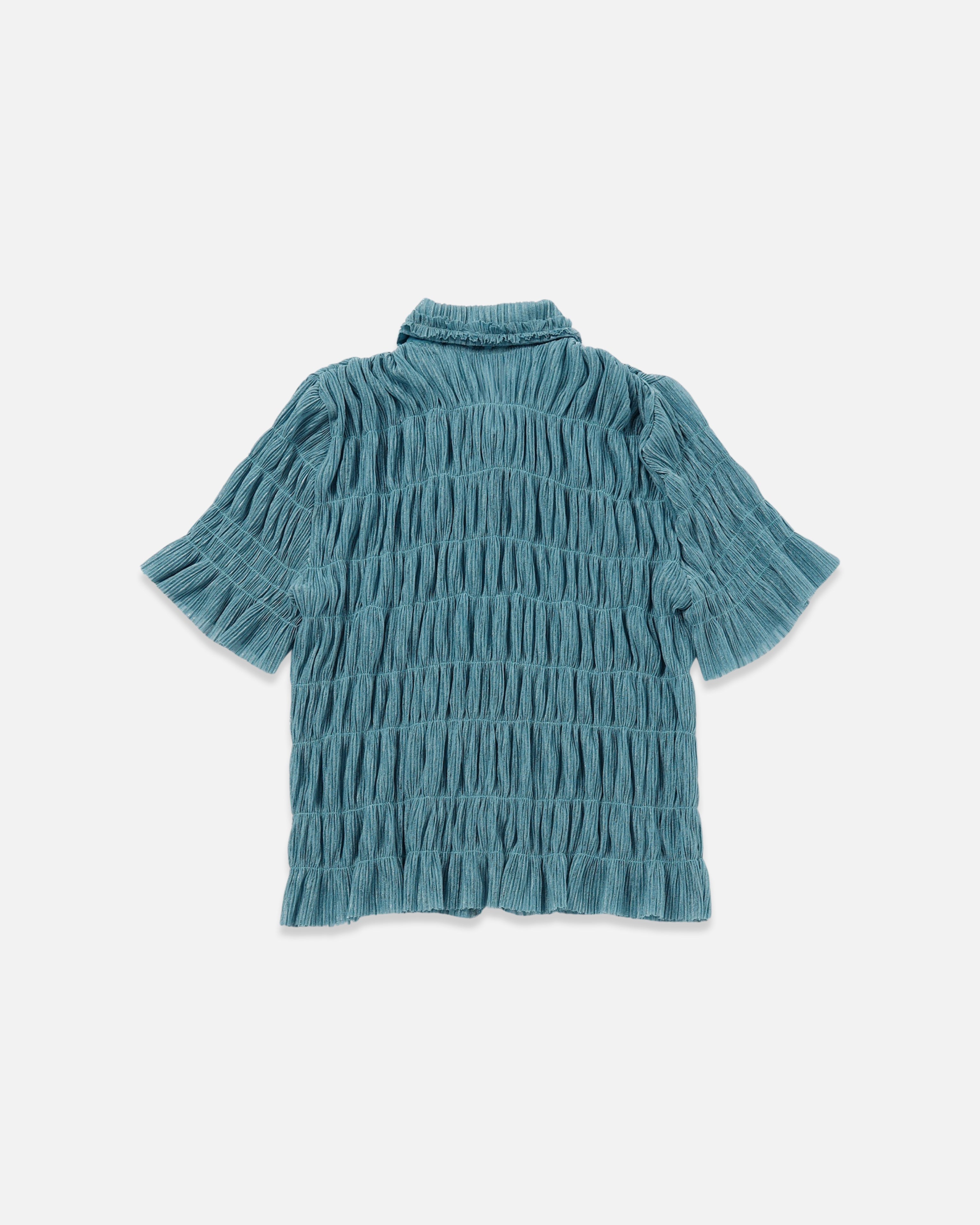 Shirring sheer shirt (turquoise)