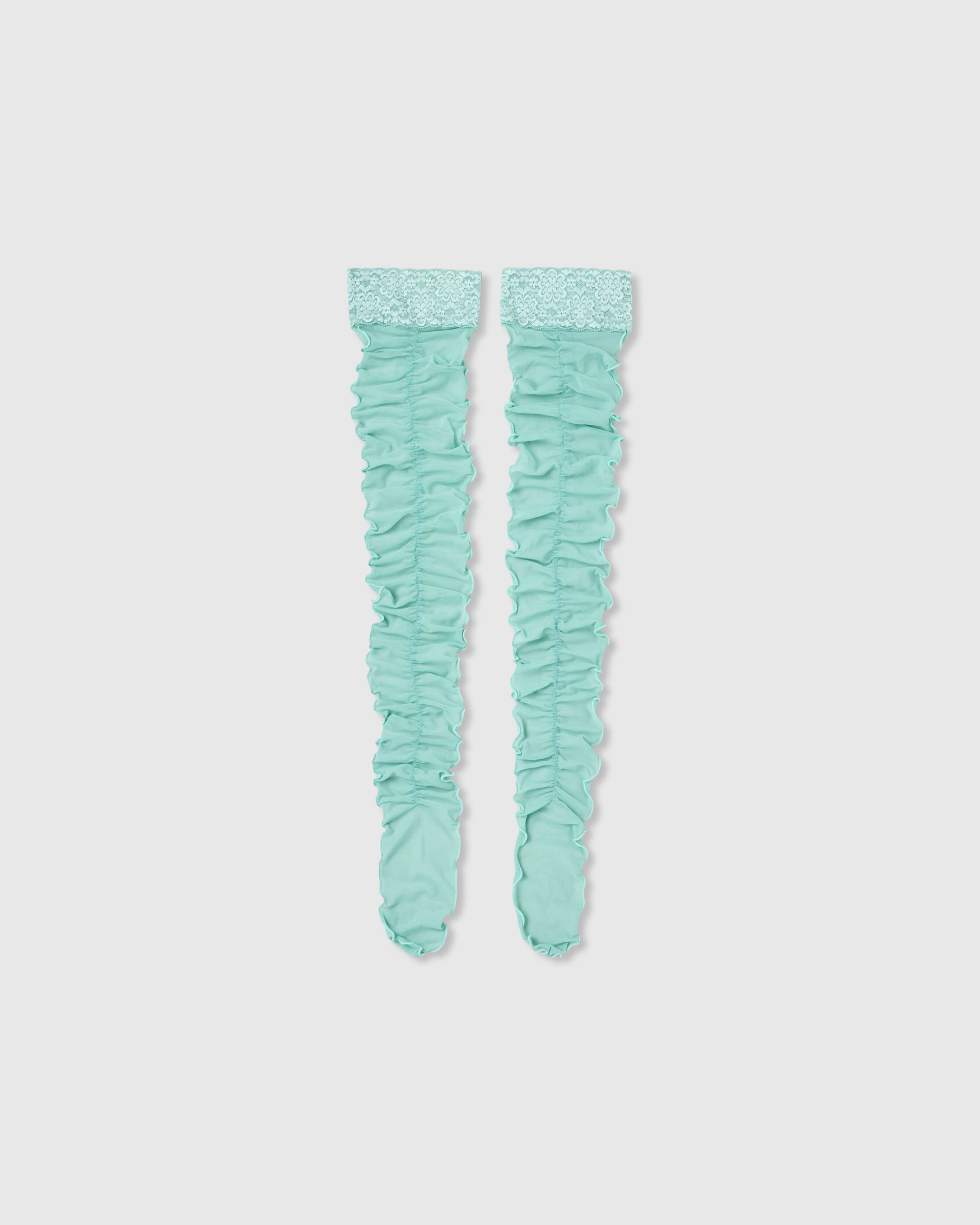 Ruched lace sheer socks (mint)