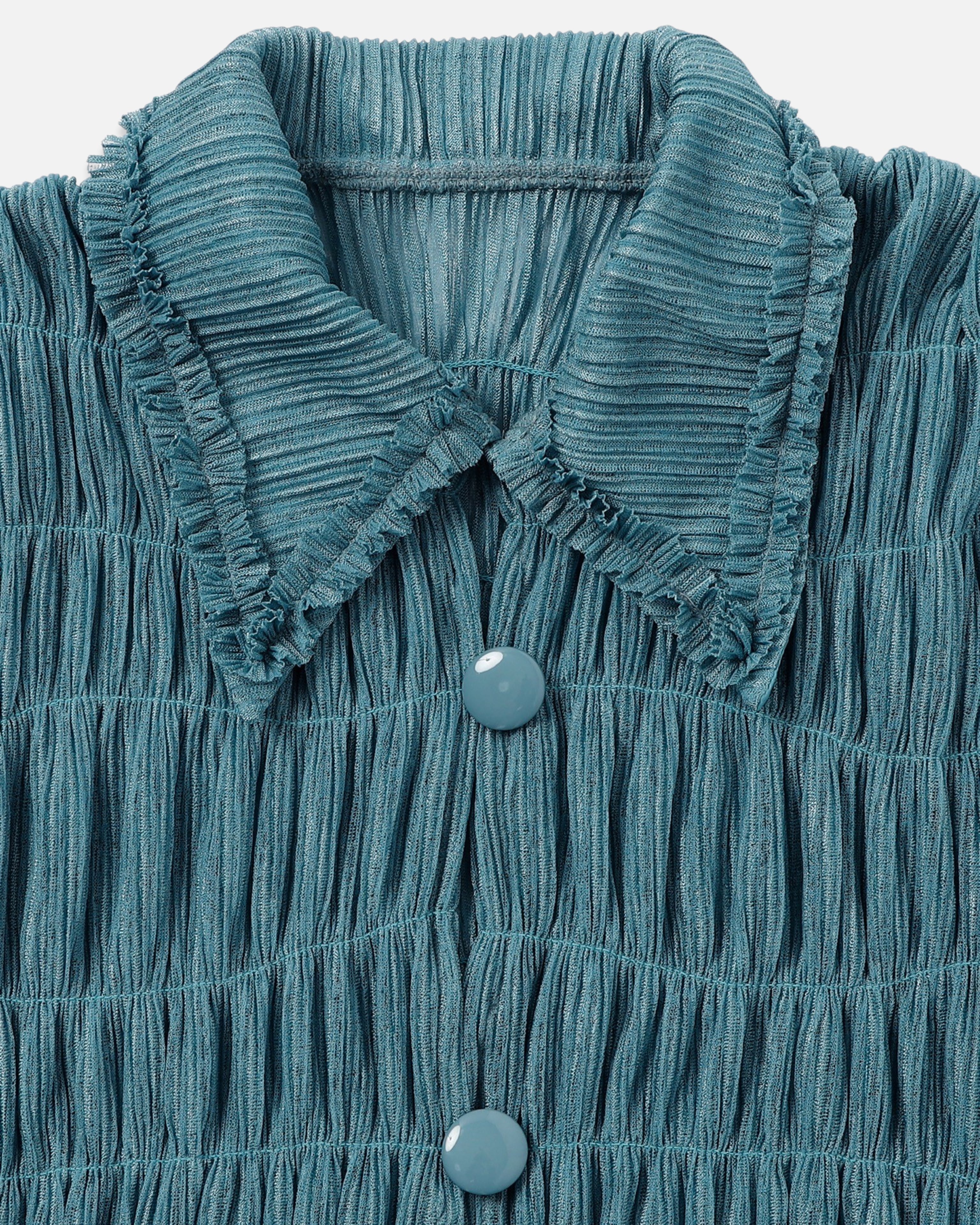 Shirring sheer shirt (turquoise)