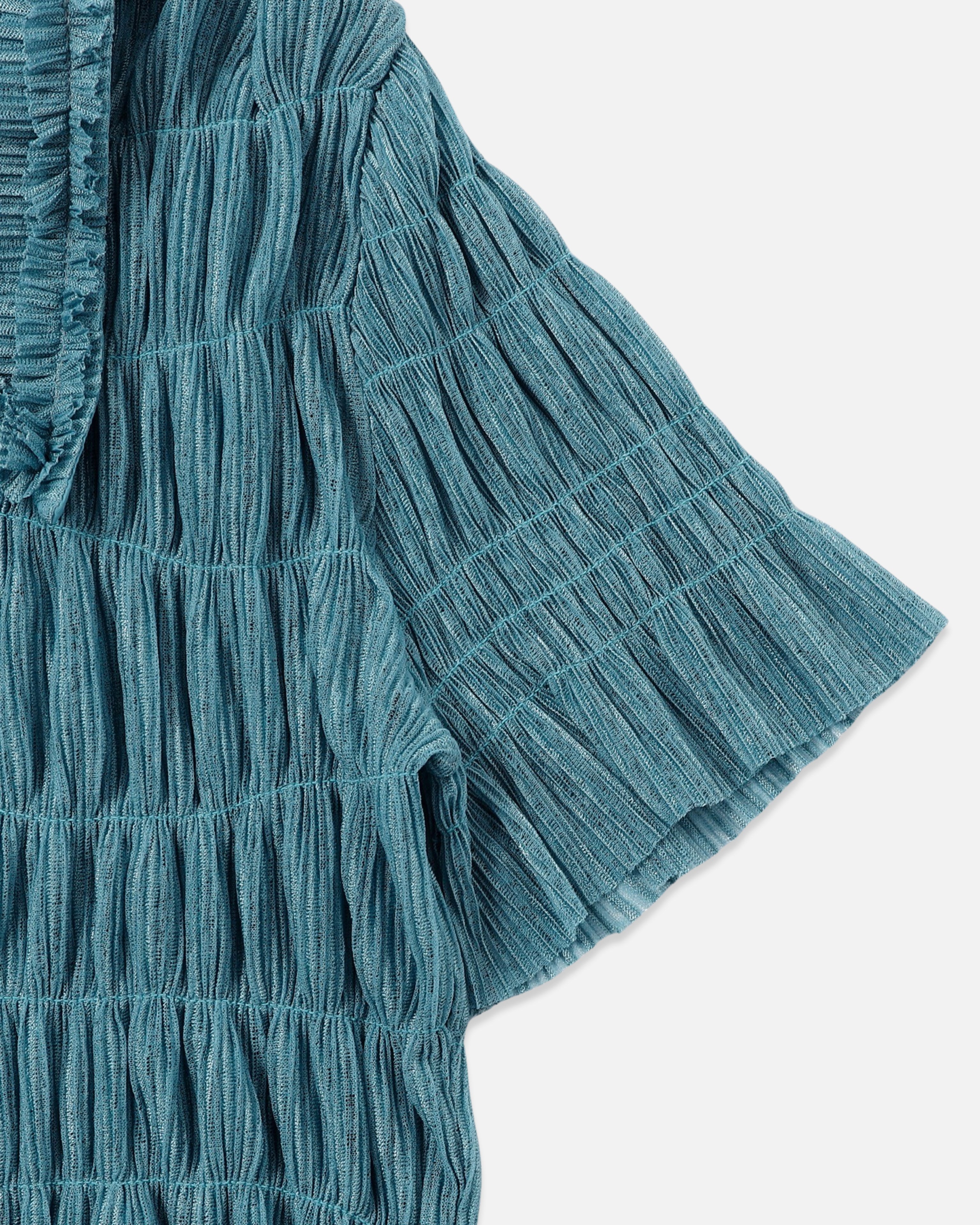 Shirring sheer shirt (turquoise)