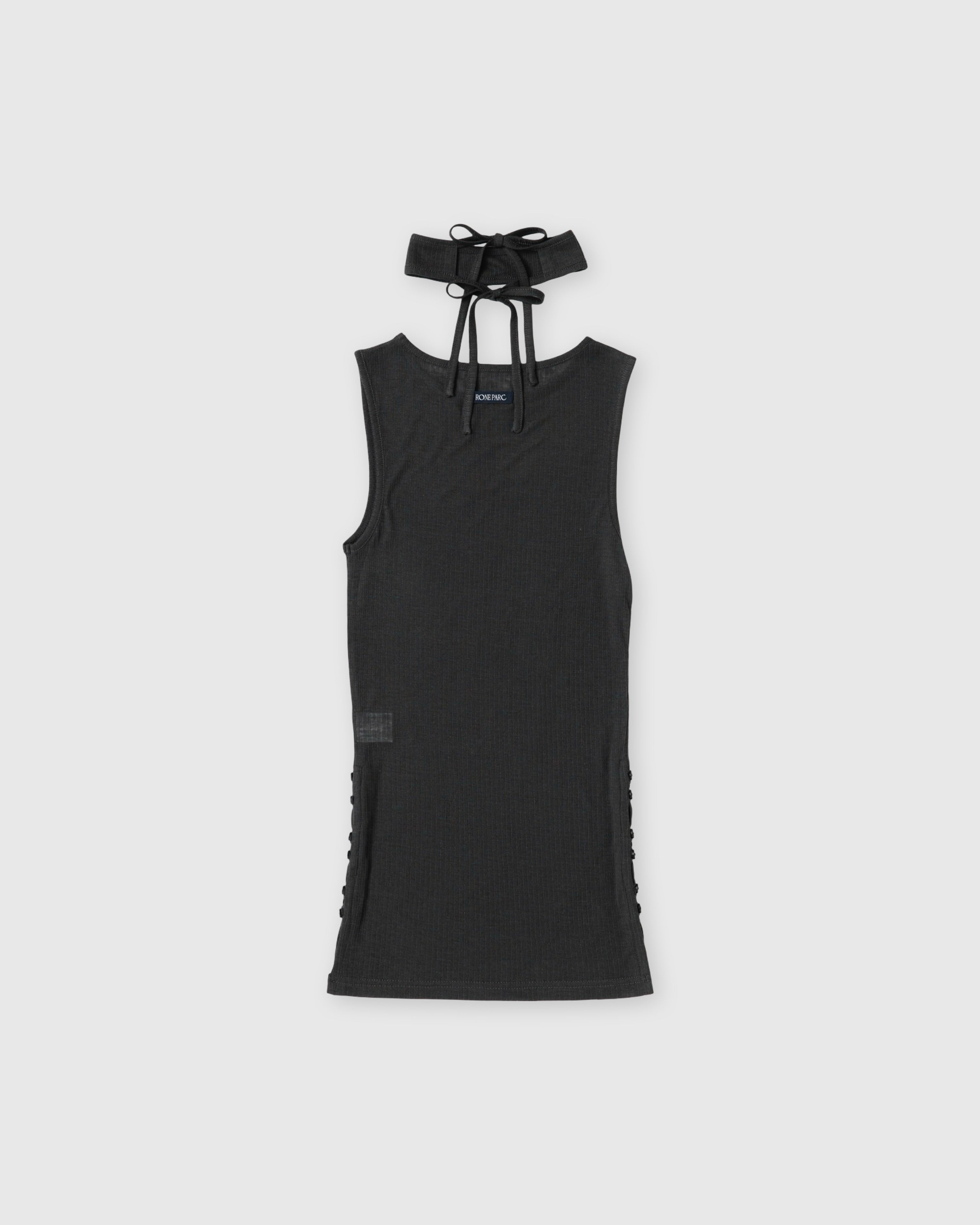 Rib sheer tank top (black)