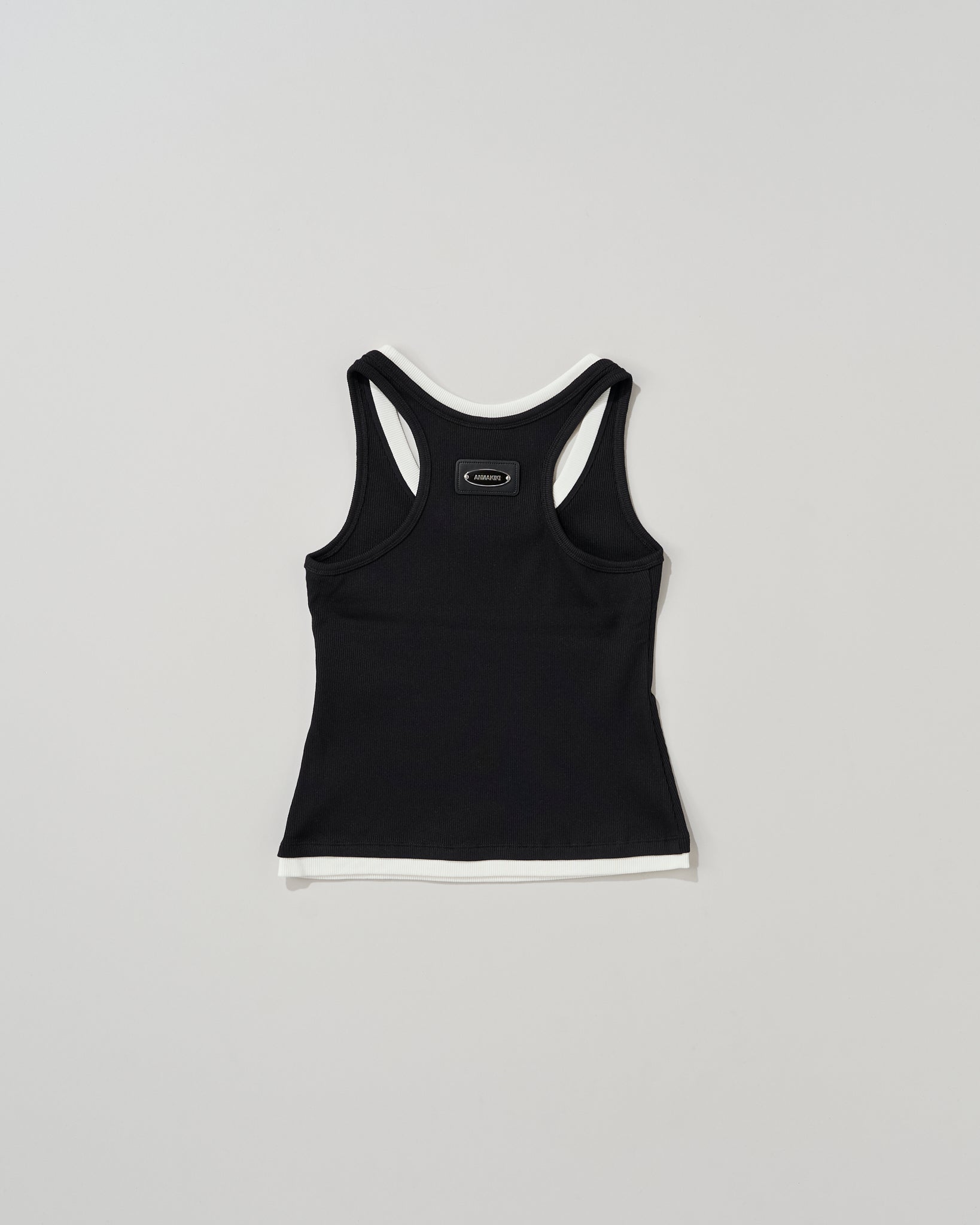 Rib Knit Contrast Tank Top(black)