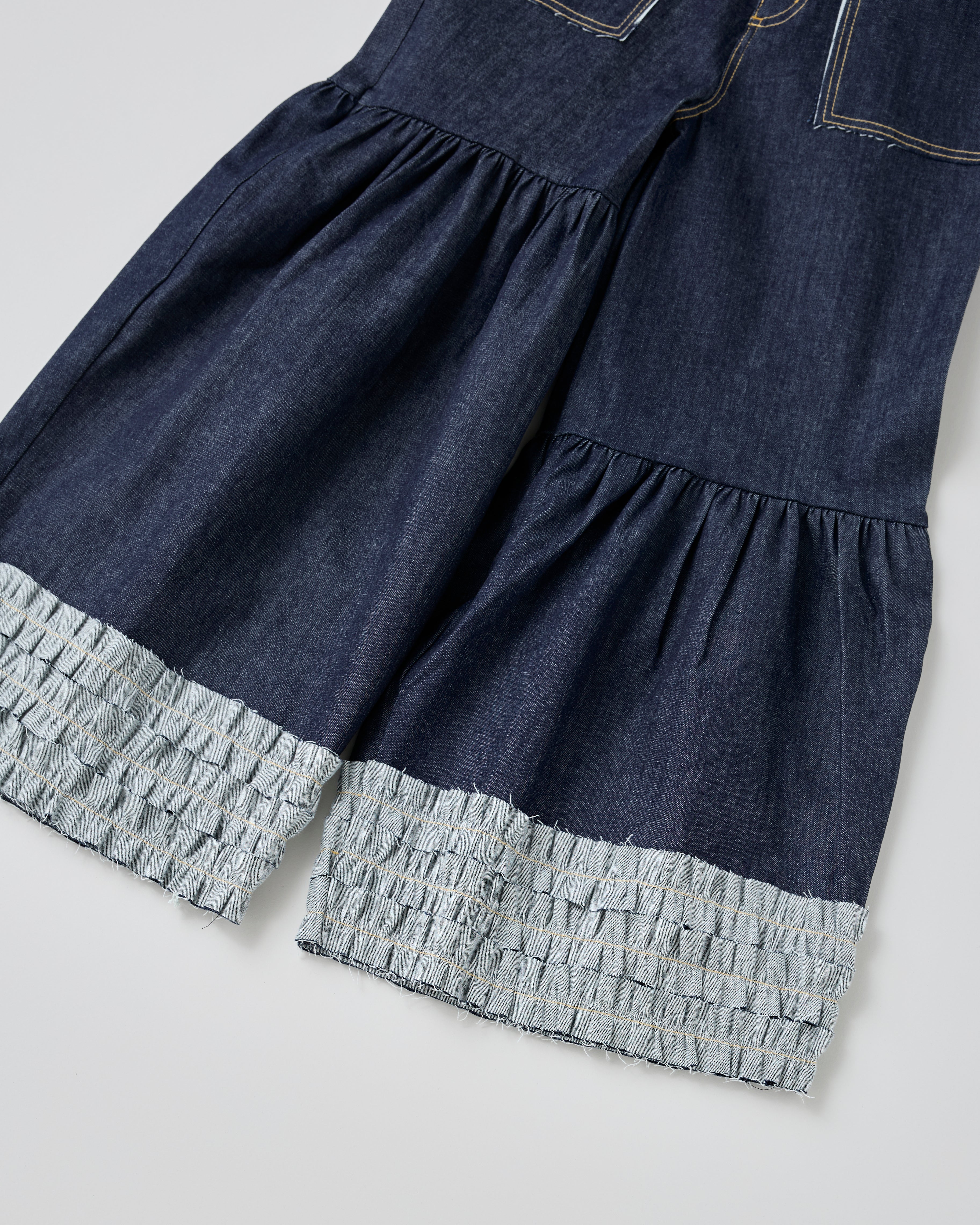 Hem frill wide flare denim (navy)