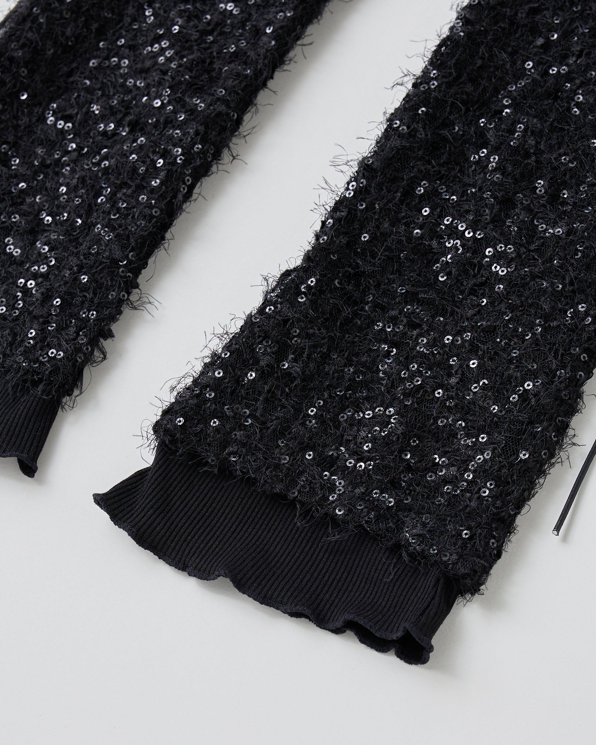 spangle shaggy leg warmers (black)