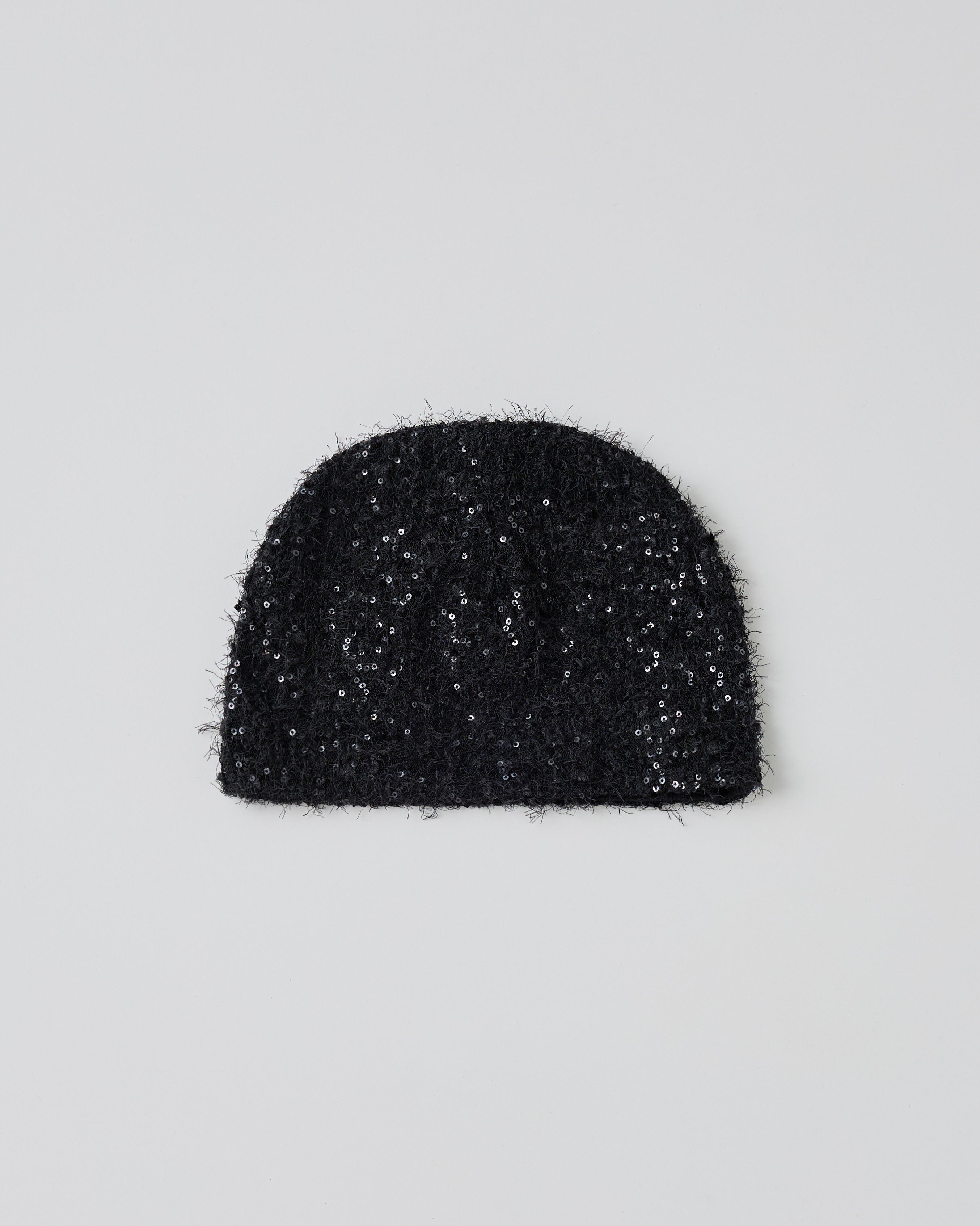 spangle shaggy beanie (black)