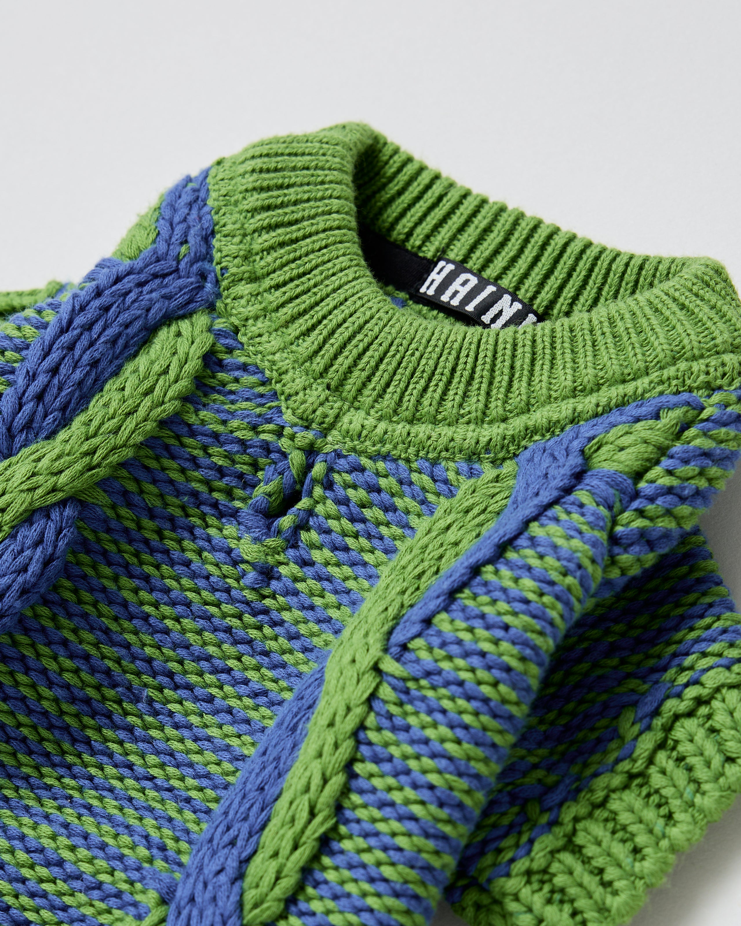 Cable cotton sweater(Green/Blue)