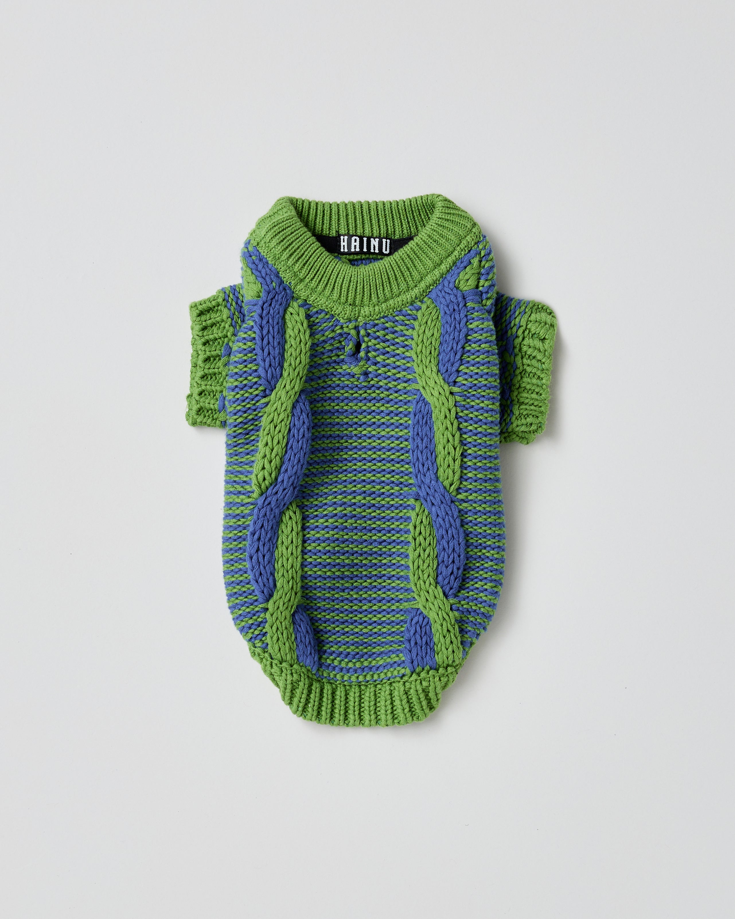 Cable cotton sweater(Green/Blue)