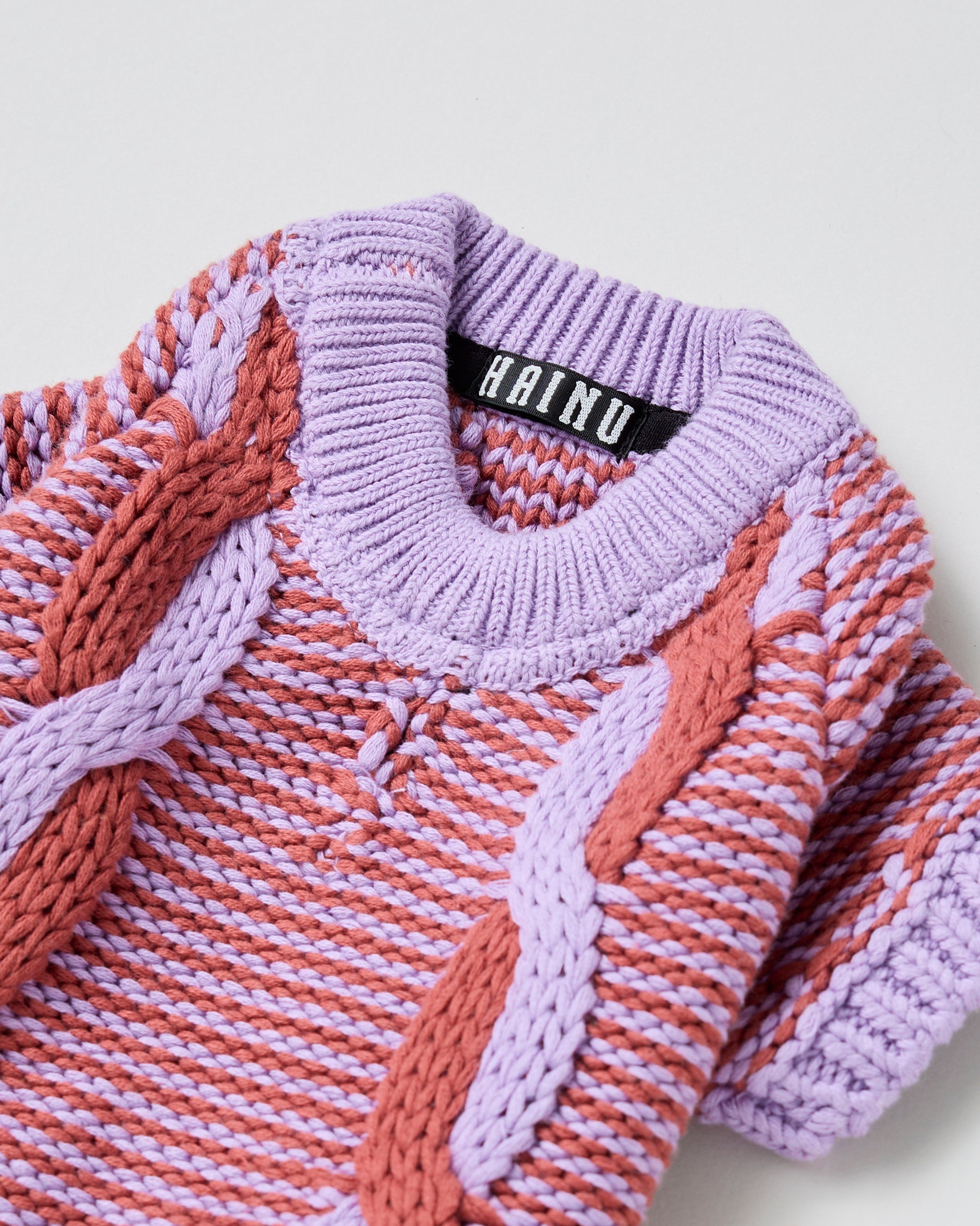 Cable cotton sweater(Purple/Orange)