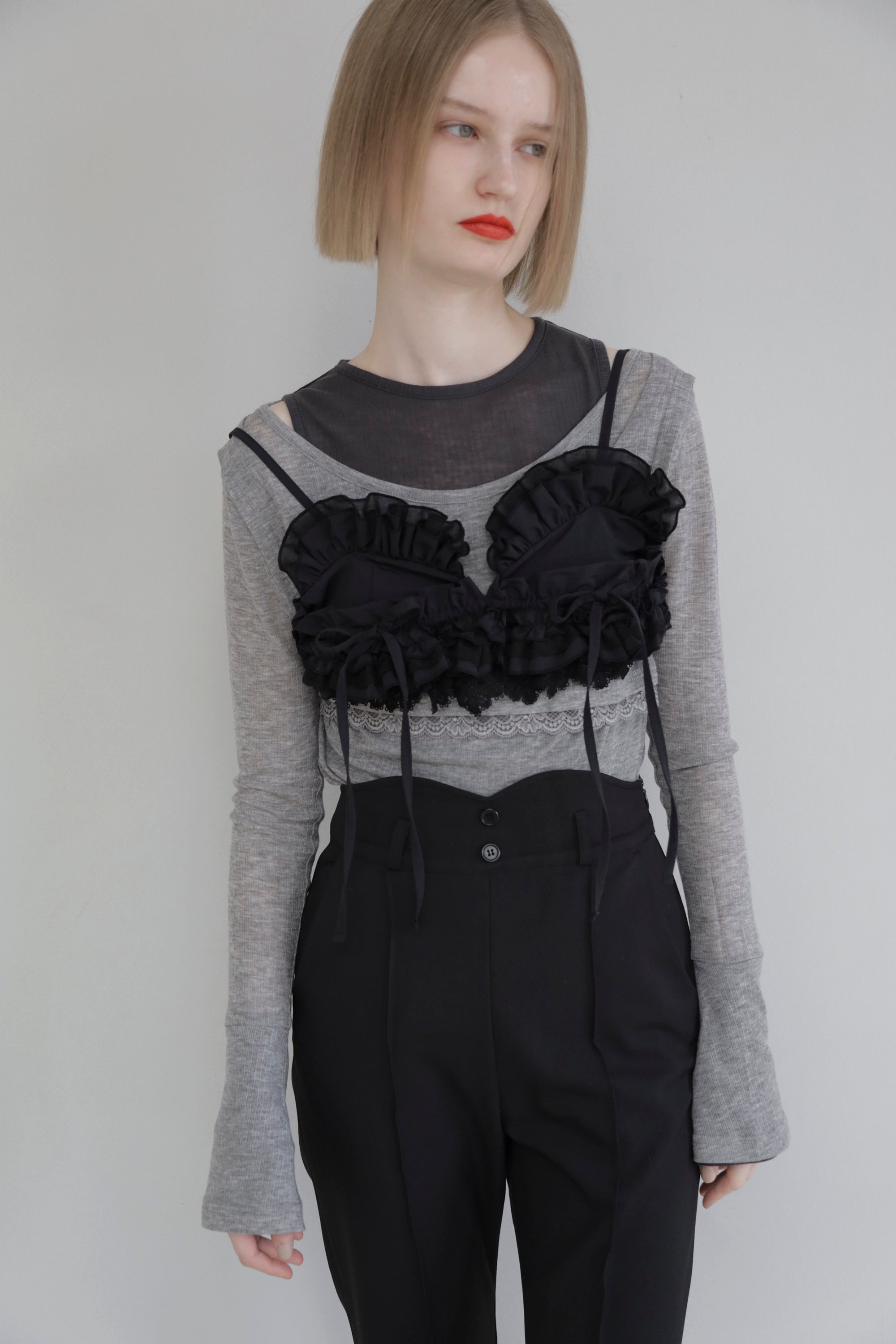 Frill pocket bustier (black)