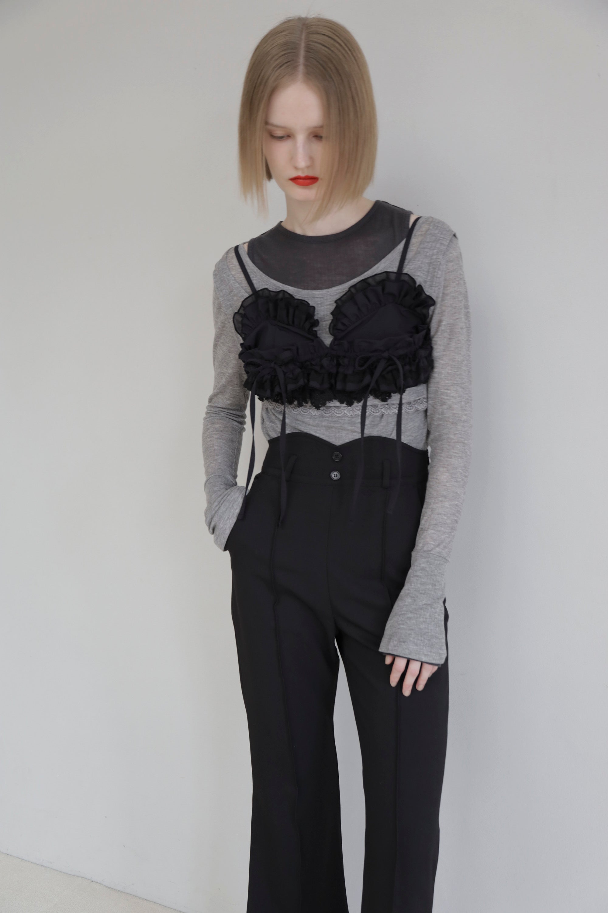 Frill pocket bustier (black)