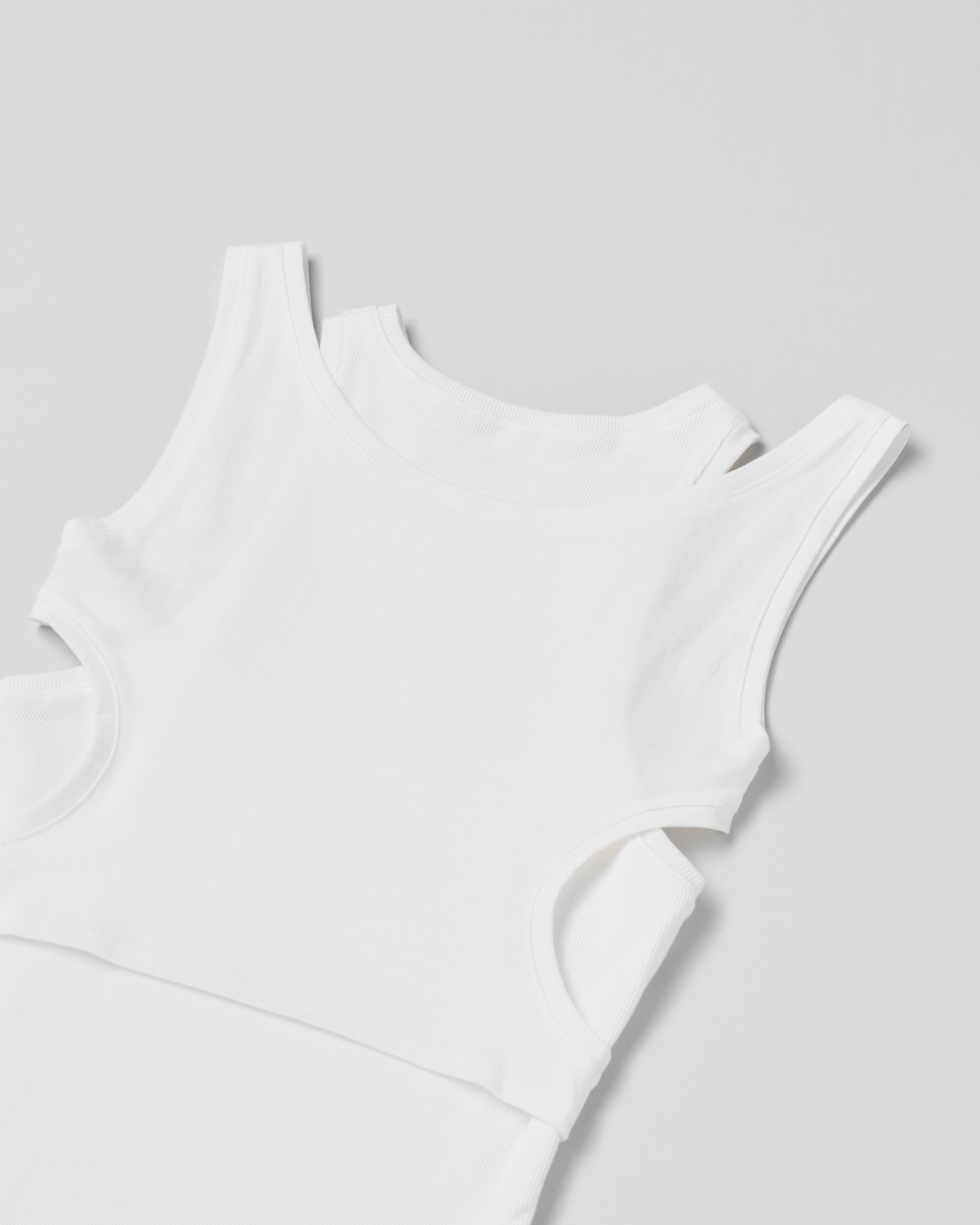 Cutting layered tank top (white)