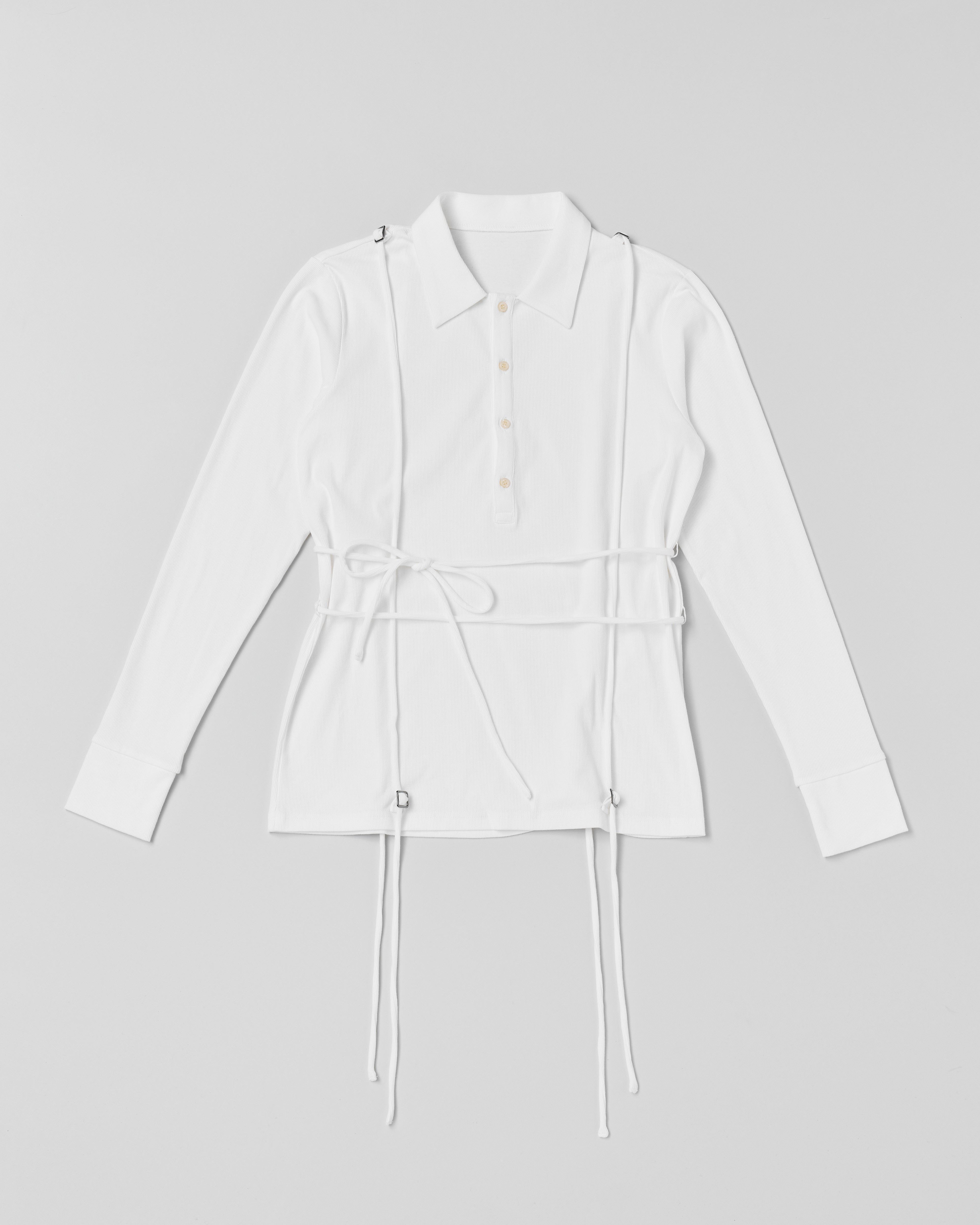 Lace-up polo shirt (white)