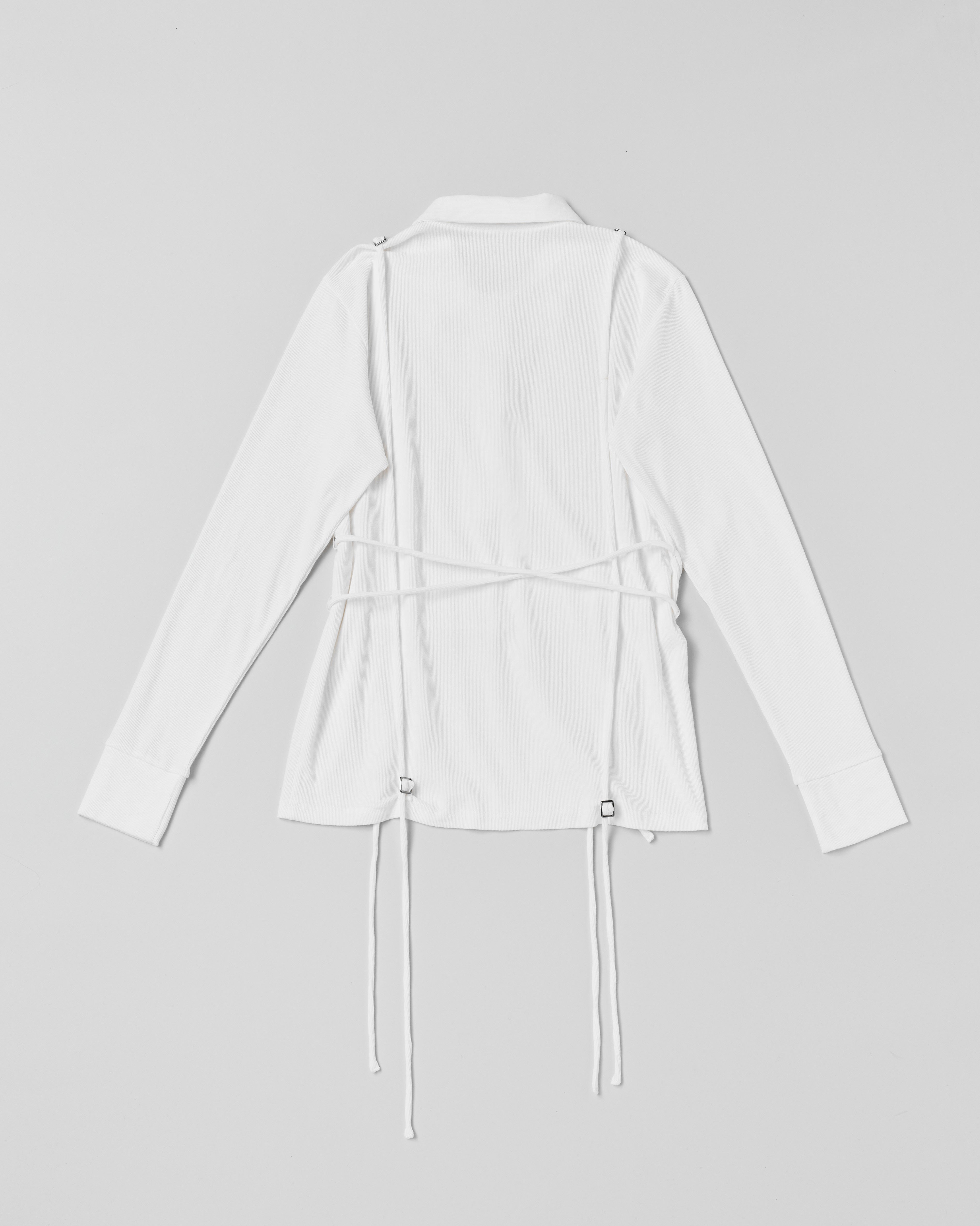 Lace-up polo shirt (white)