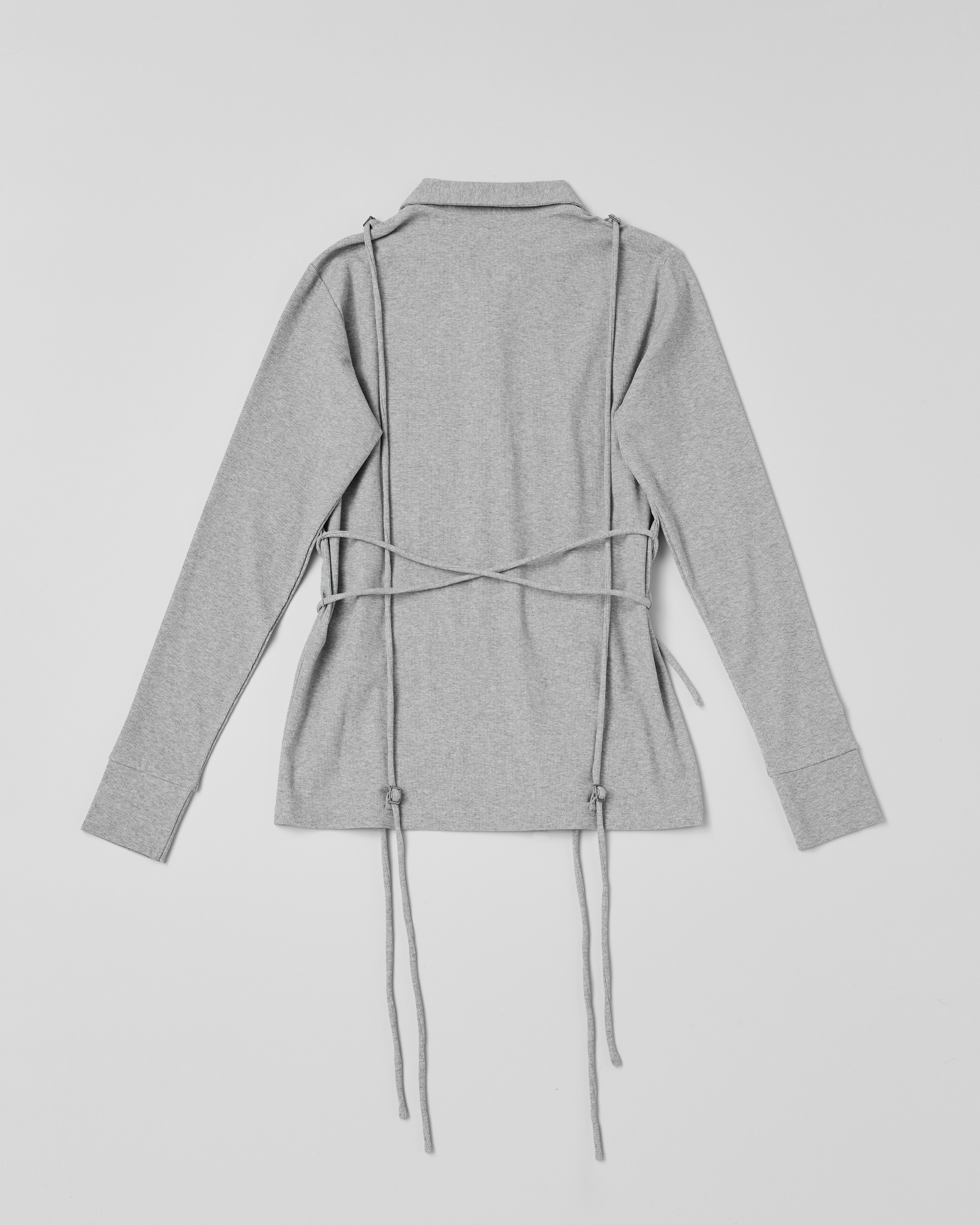 Lace-up polo shirt (gray)