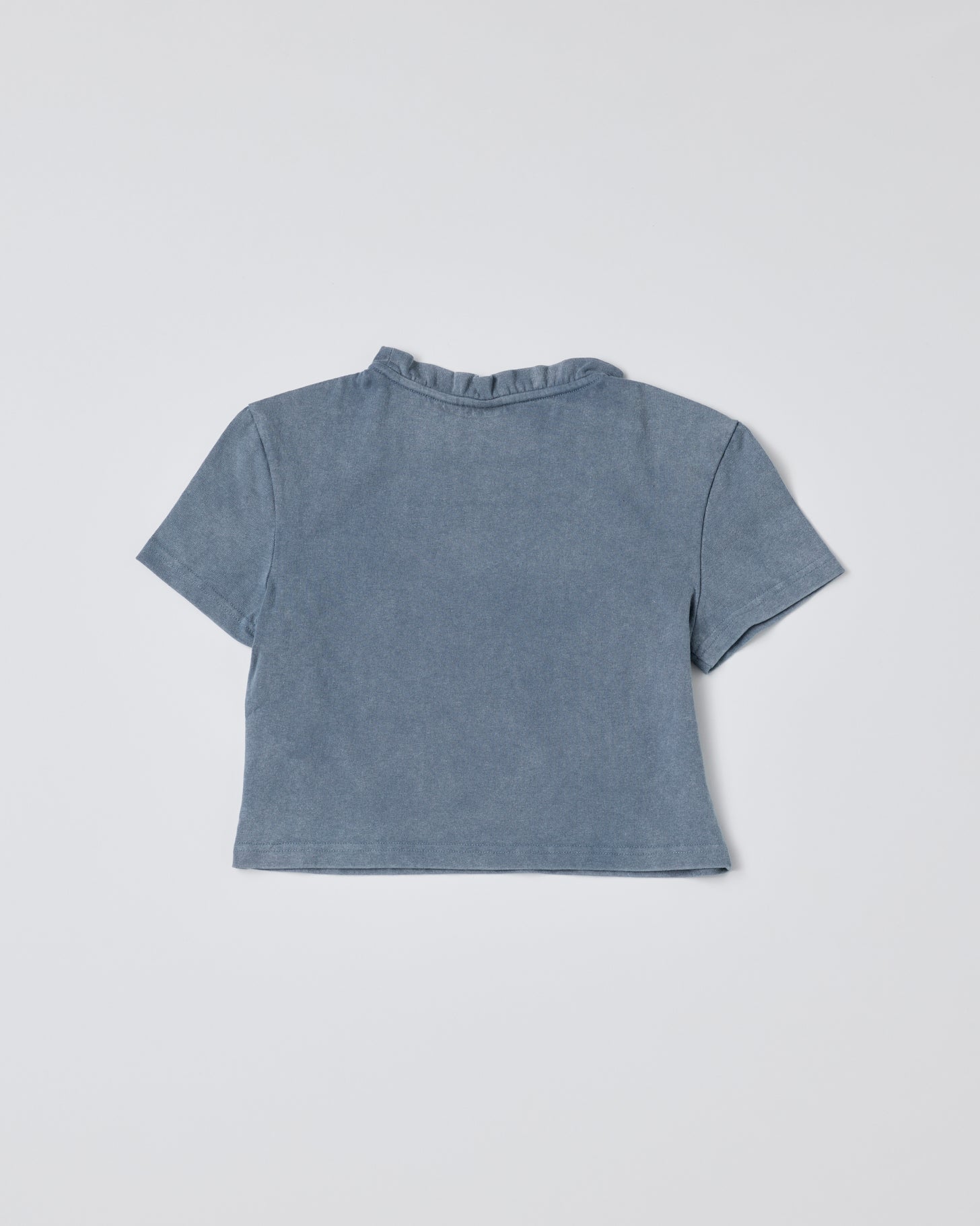 Wave Lace Collar T-Shirt(Blue gray)