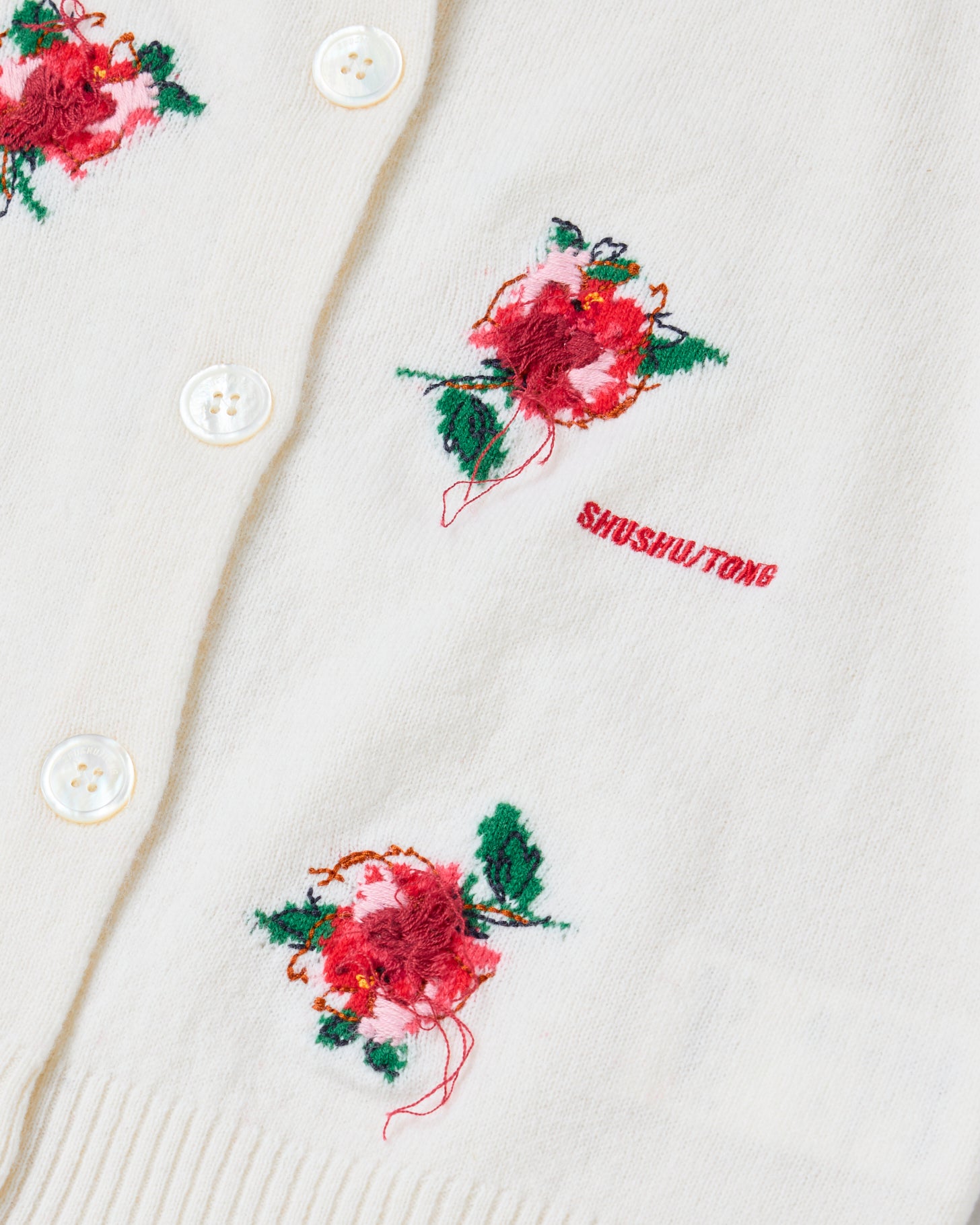 Threadwork Knit Cardigan(White)