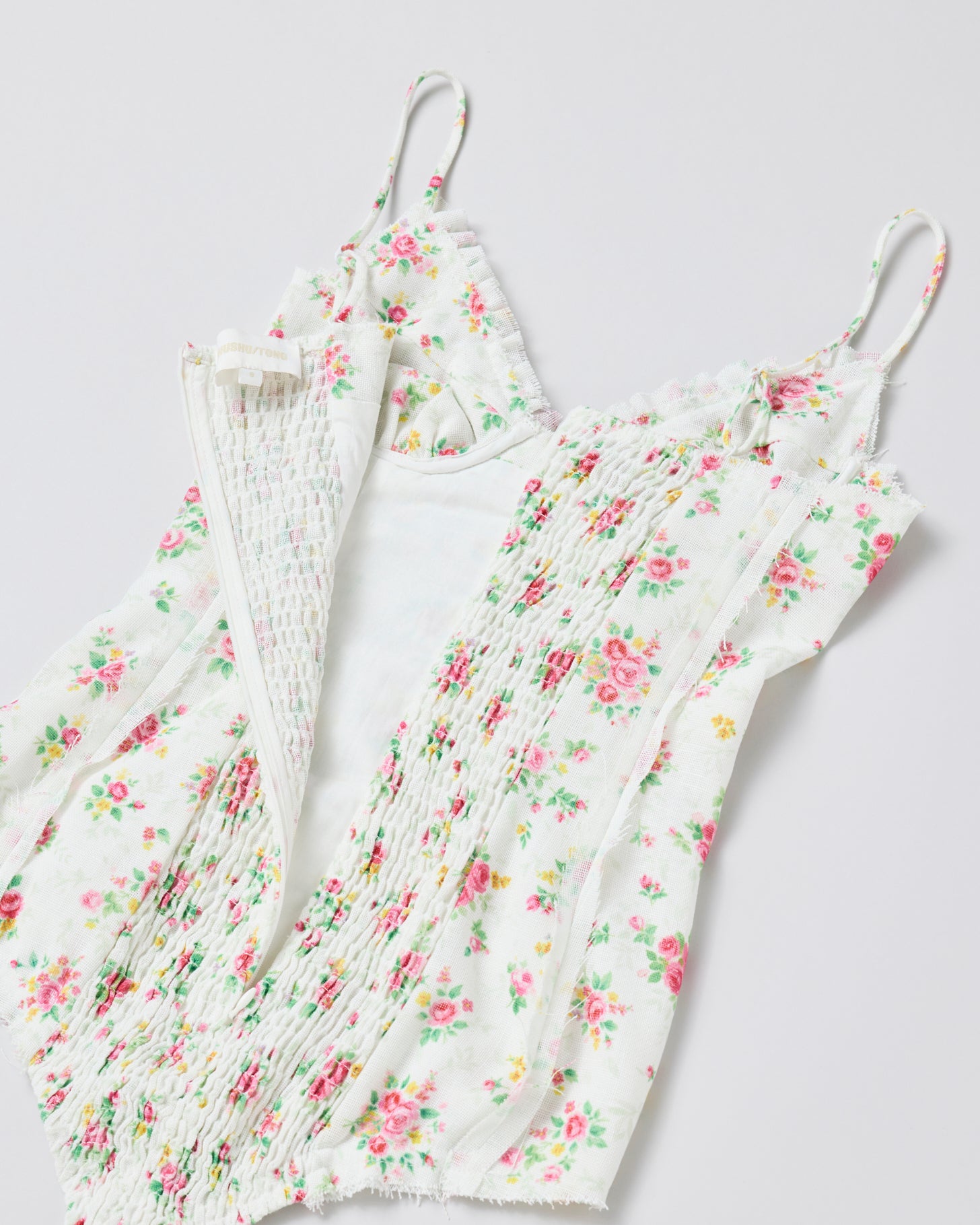 Ruched Bustier Cami Top(White print)