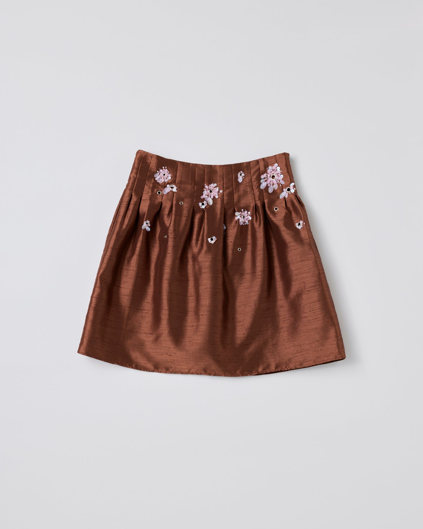 Low-Waist Pleated Skirt(Brown)
