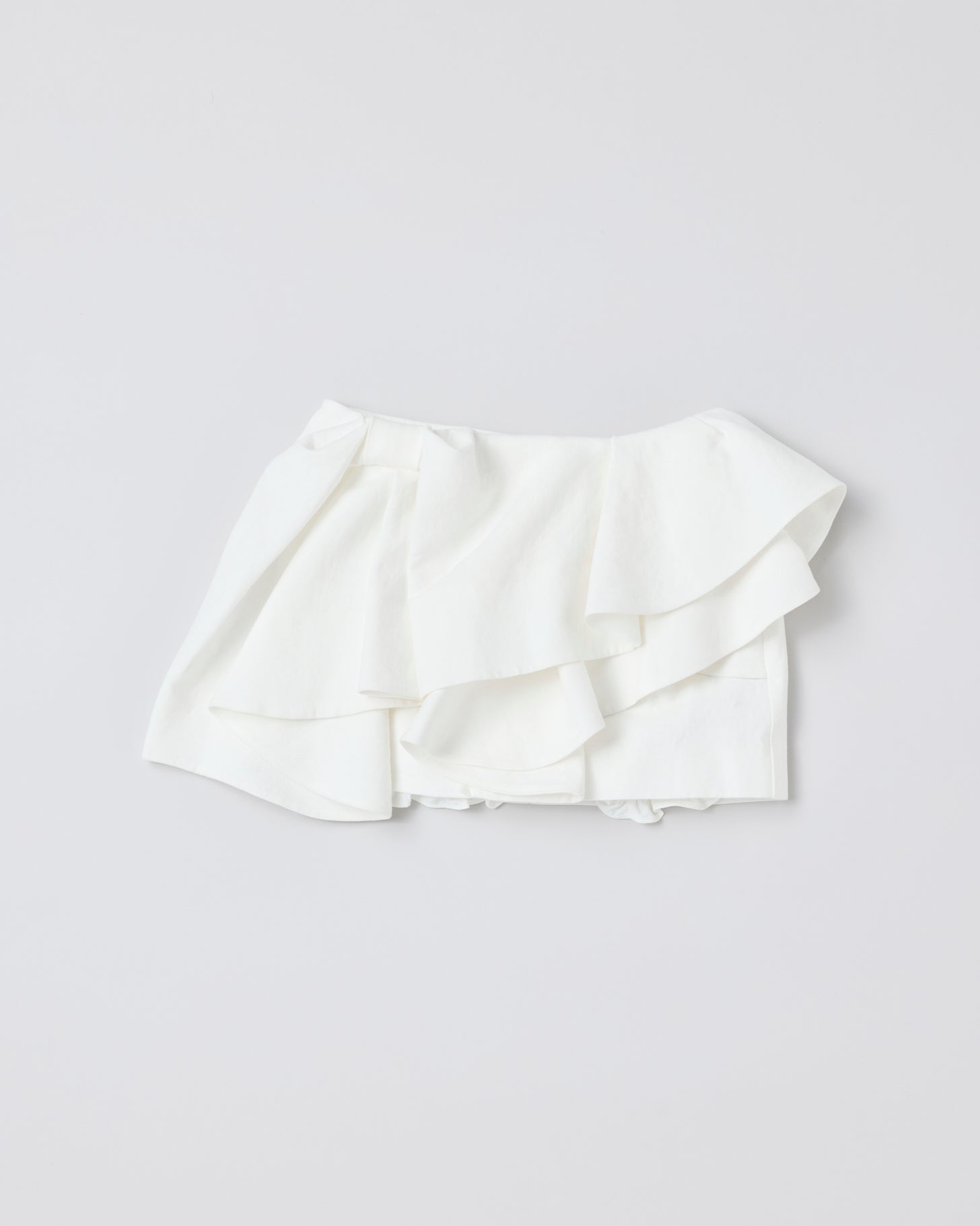 Asymmetrical Bow & Ruffle Skirt(White)